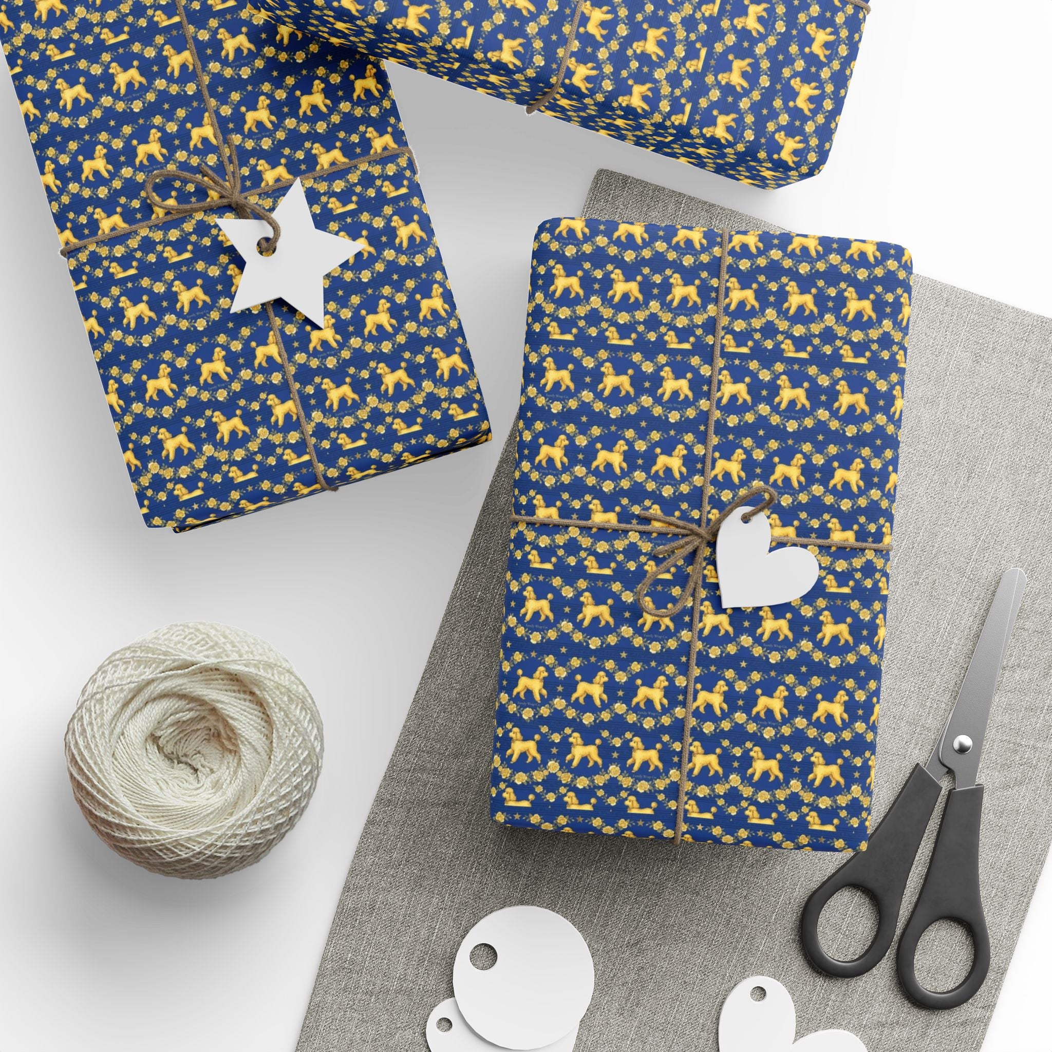 Sophisticated Poodle Promenade Pattern — African American Gift Wrap by Family Wrap Co.