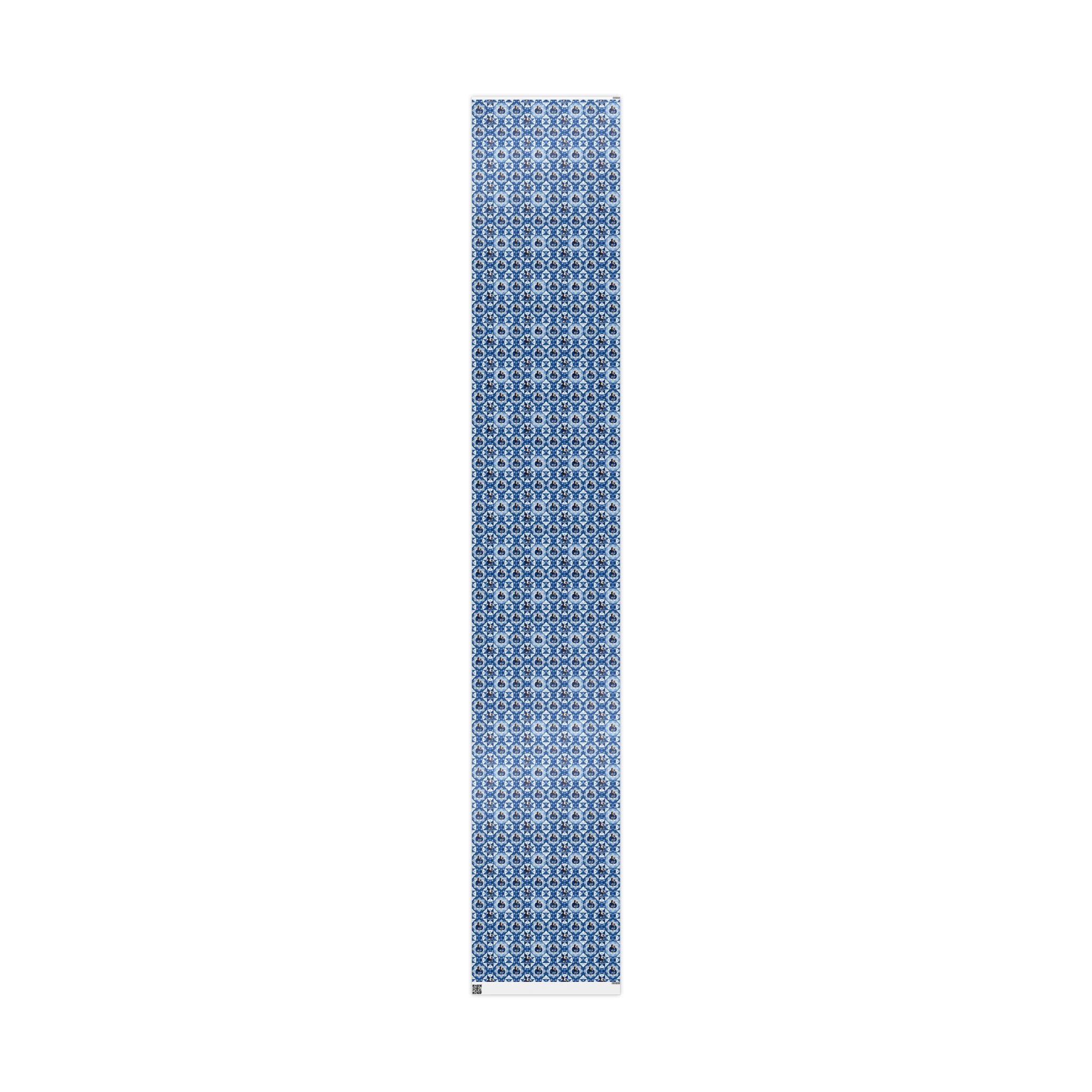 Royal Blue & White Snowflake Quilt Wrapping Paper — Family Wrap Co.