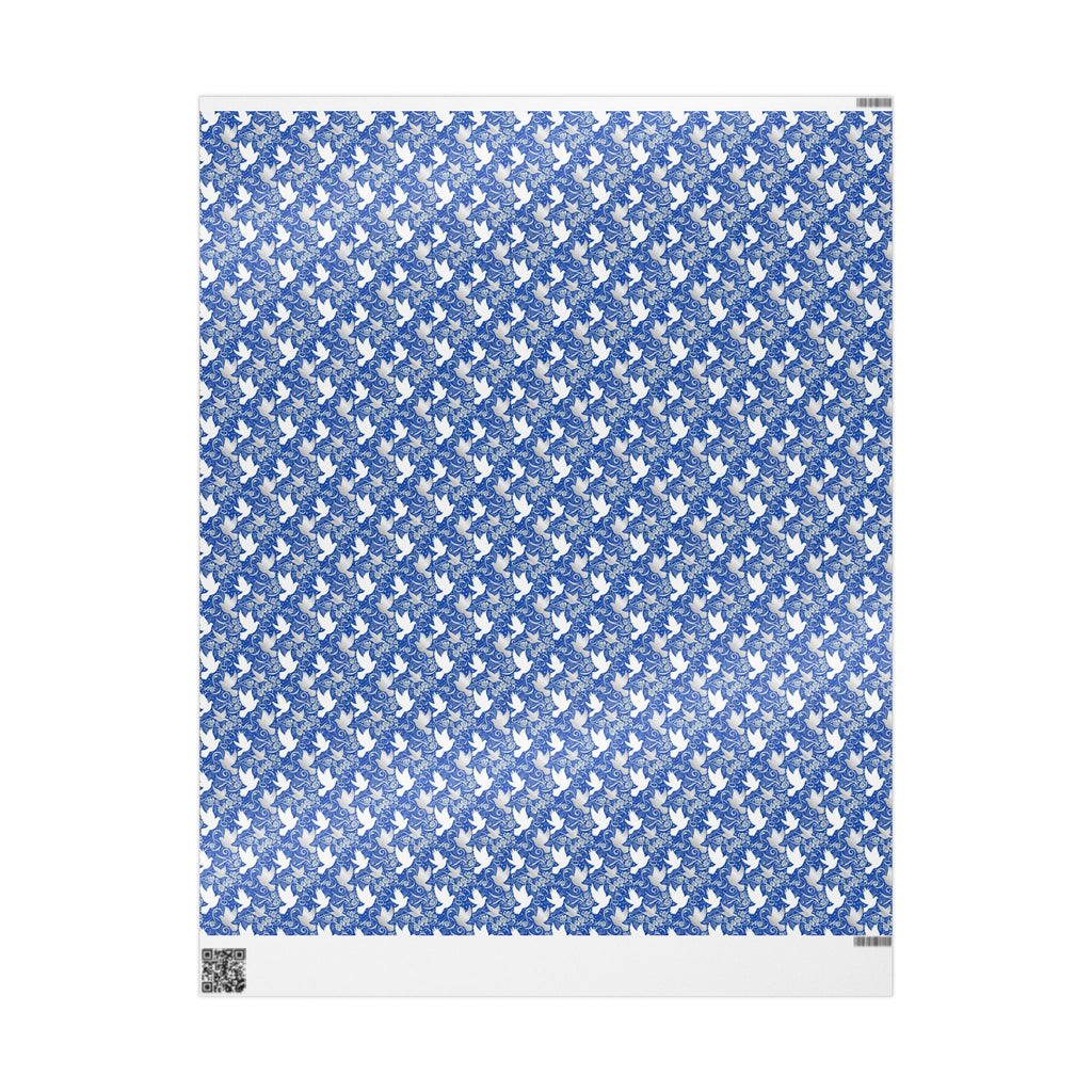 Royal Blue & White Dove Pattern — African American Gift Wrap by Family Wrap Co.