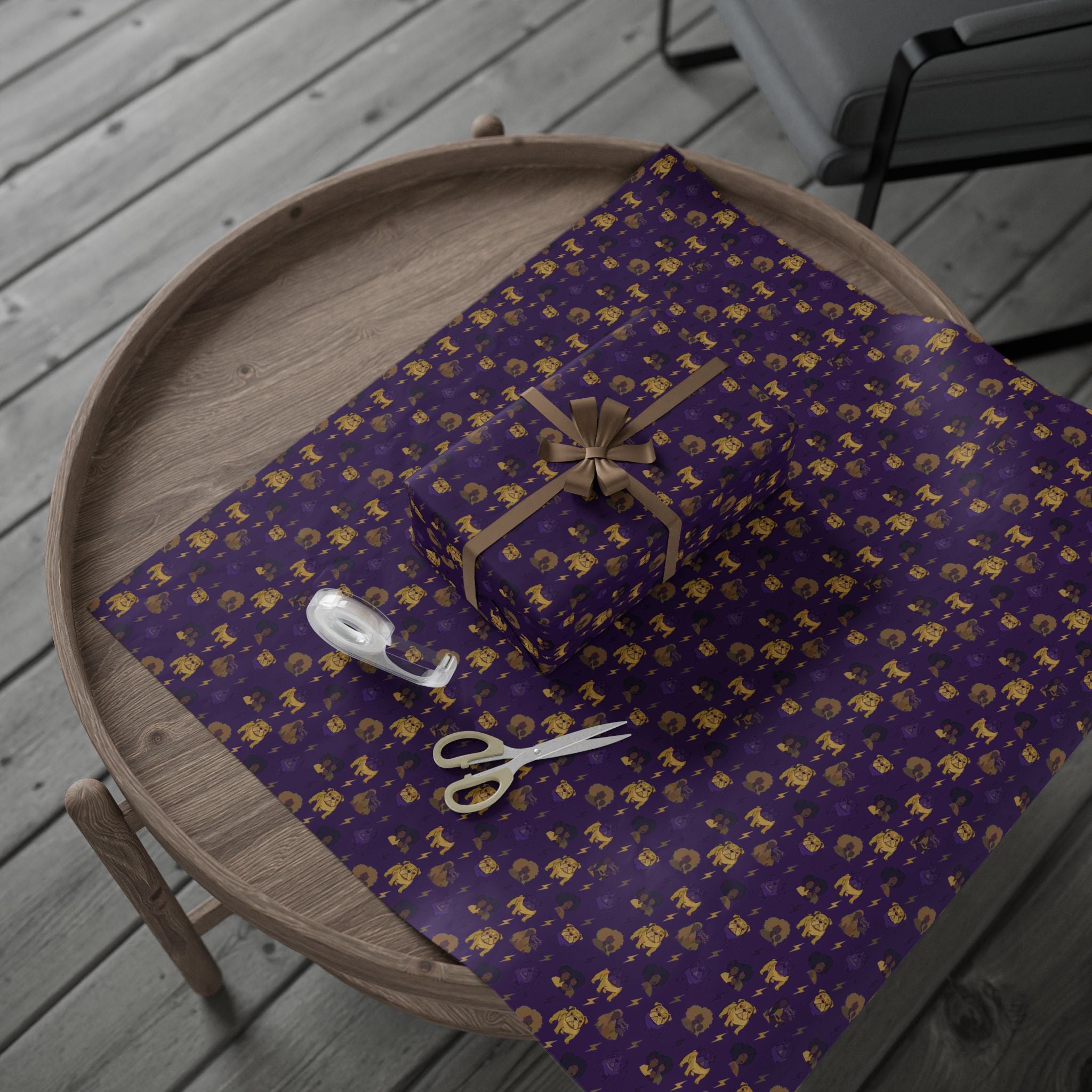 Violet Thunder & Golden Bulldog Wrapping Paper — Family Wrap Co.