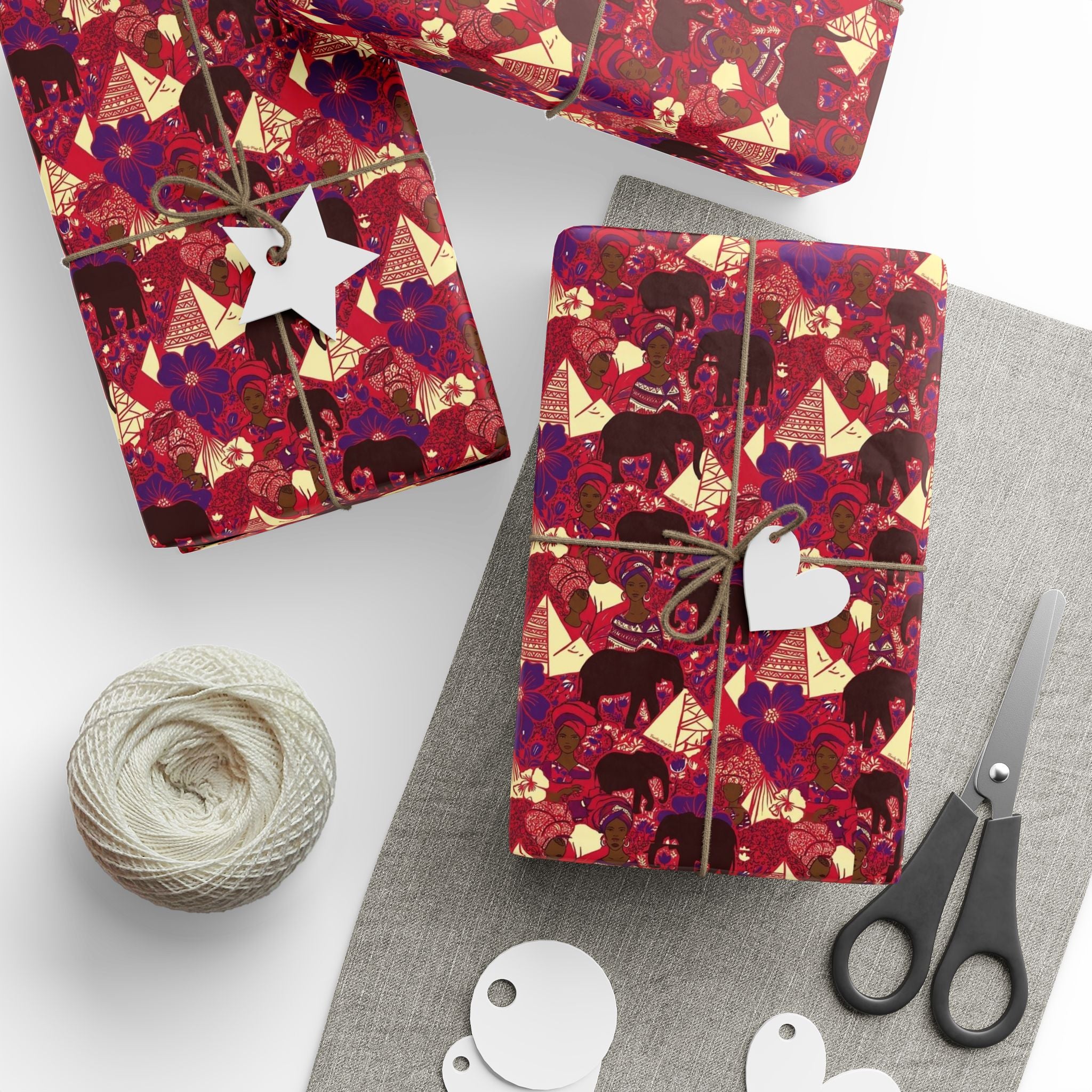 Crimson & Cream Women's Power Pattern — African American Gift Wrap by Family Wrap Co.