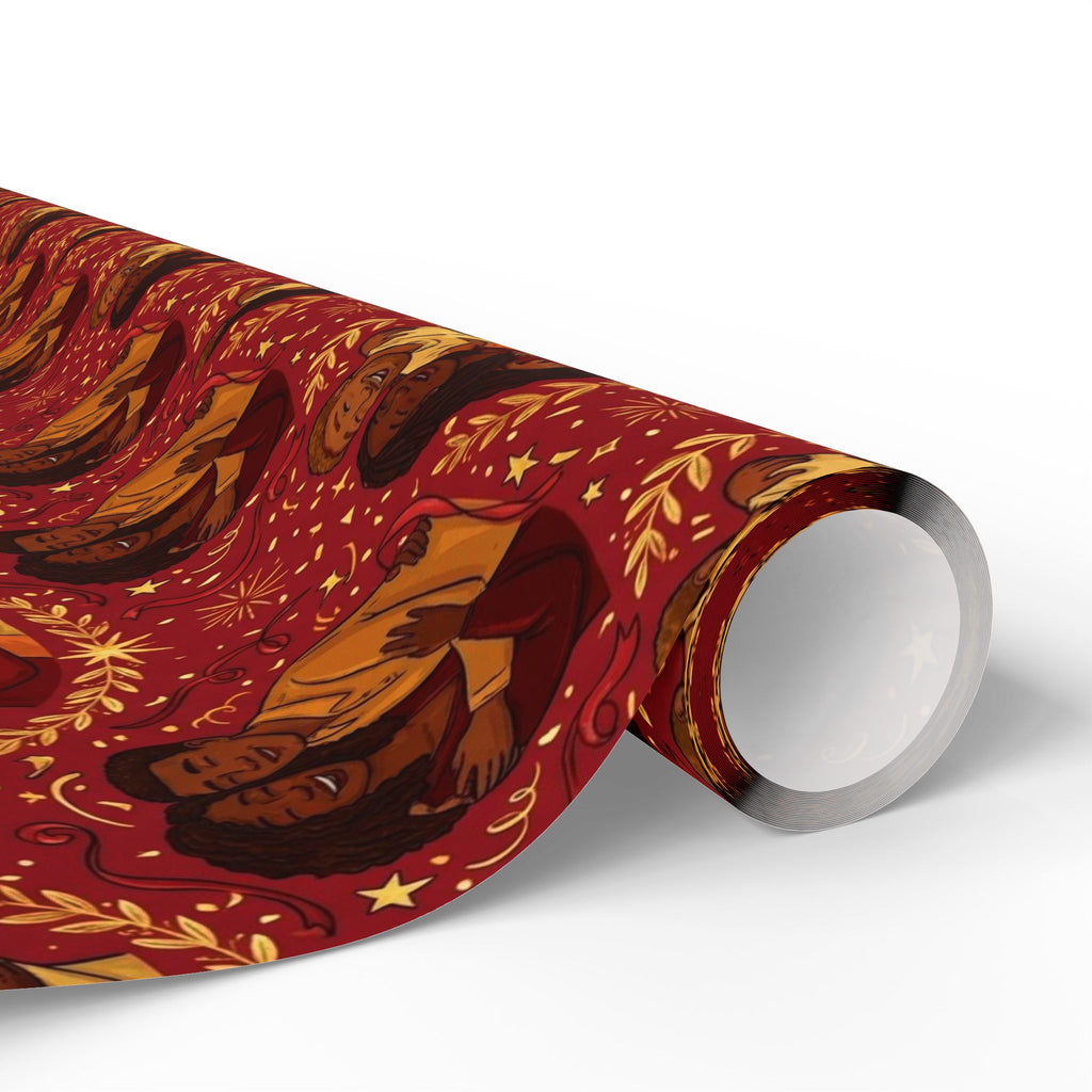 Crimson & Gold Festive Families Wrapping Paper — Family Wrap Co.