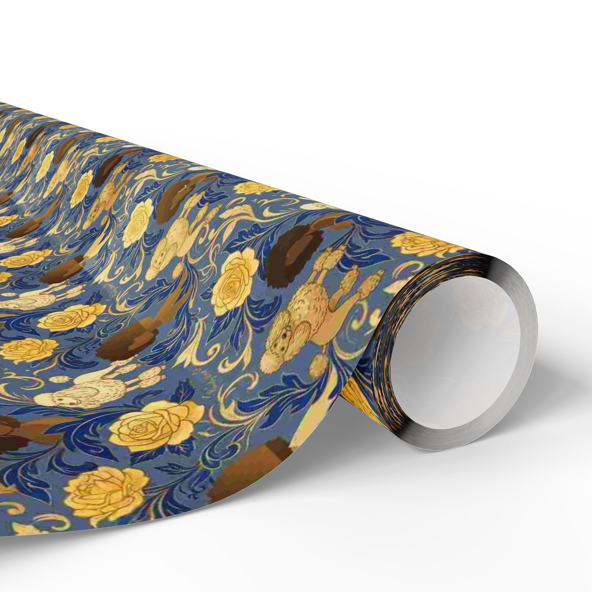 Sapphire Crown & Golden Bloom Wrapping Paper — Family Wrap Co.