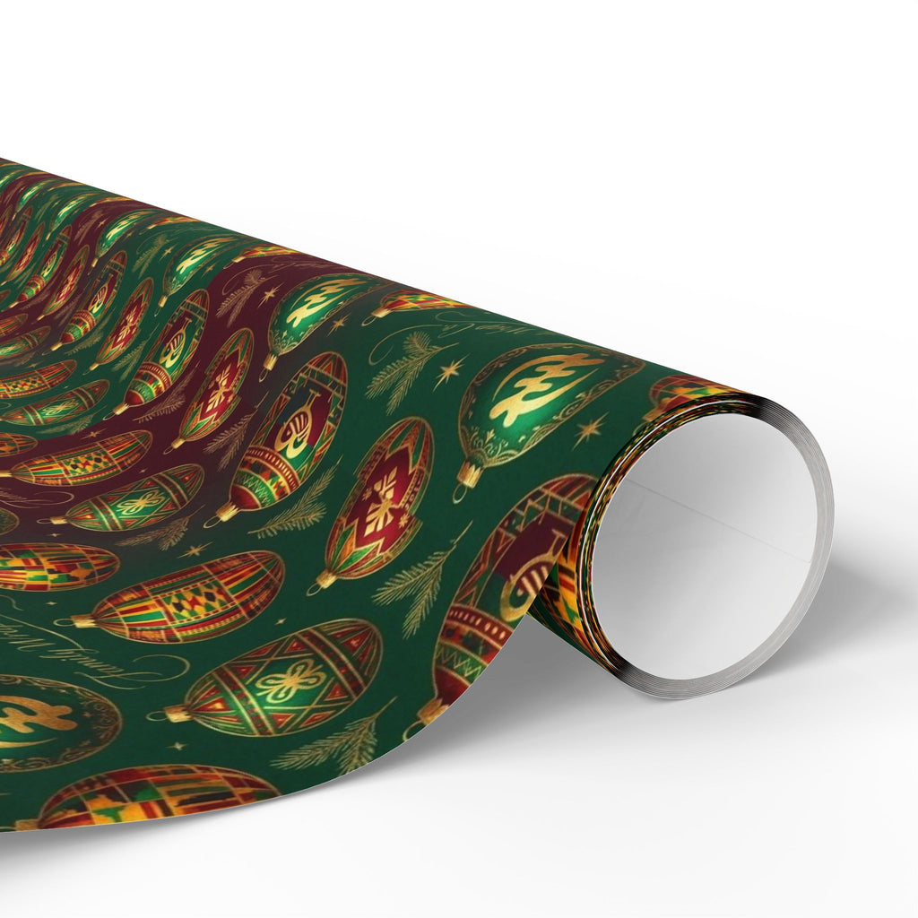 Golden Afrocentric Ornament Pattern — African American Gift Wrap by Family Wrap Co.