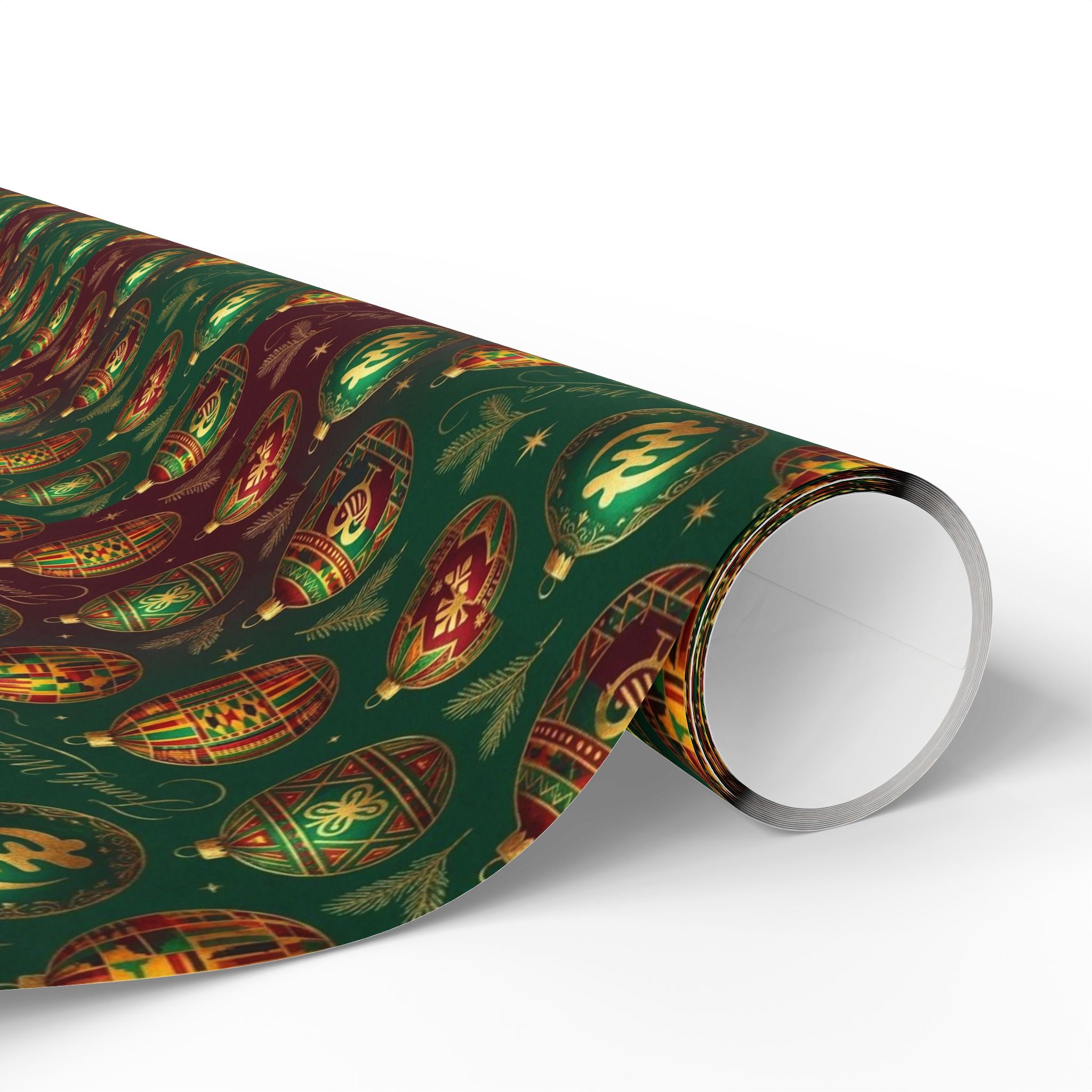 Golden Afrocentric Ornament Pattern — African American Gift Wrap by Family Wrap Co.