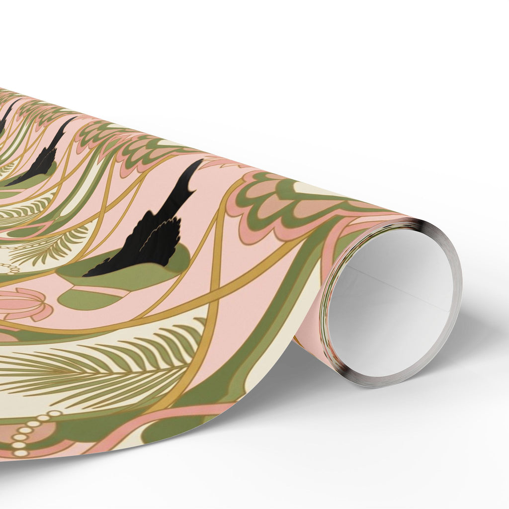 Pink & Green Deco Bloom Silhouettes Gift Wrap — Family Wrap Co.