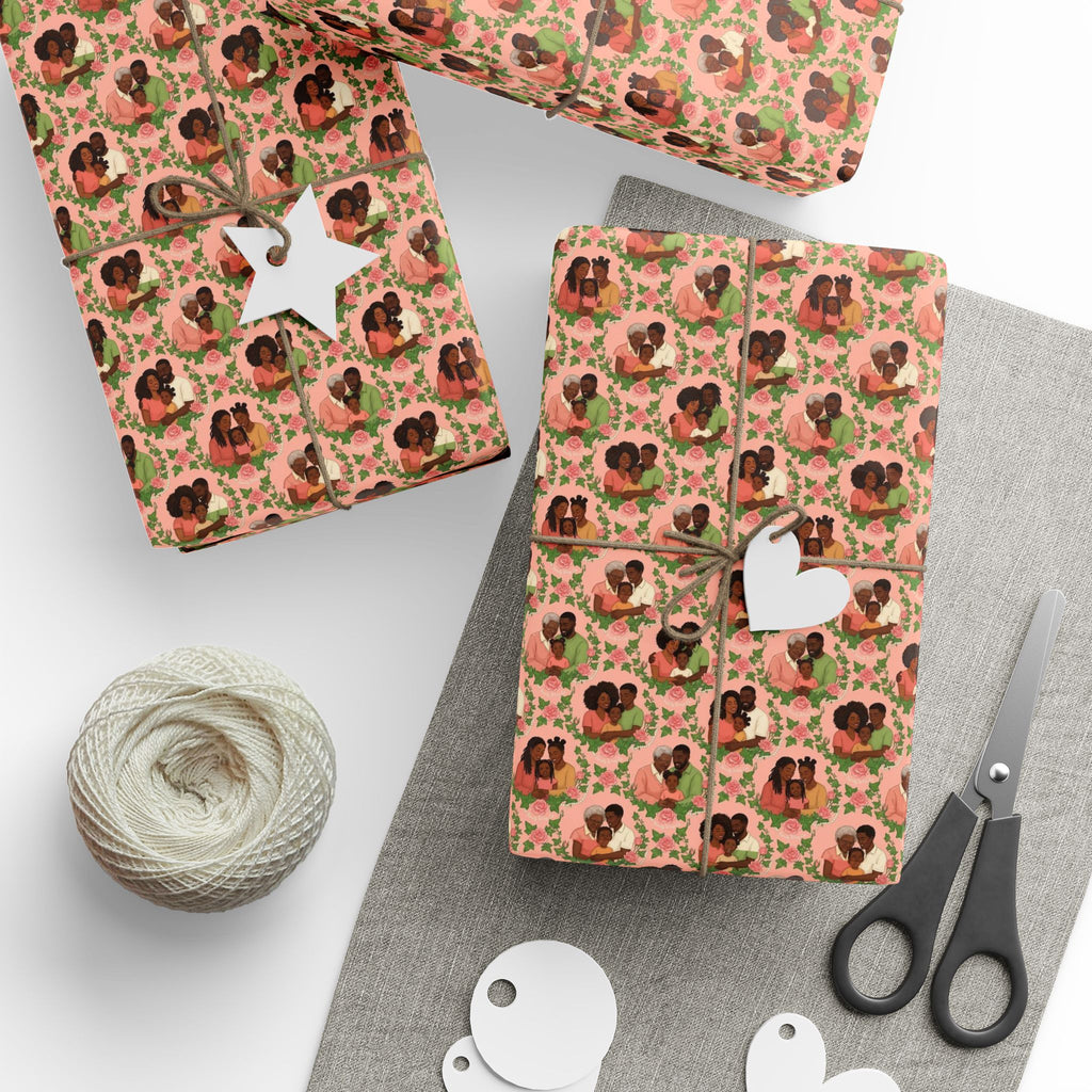 Pink & Green Ivy Bloom -- Families of Grace — African American Gift Wrap by Family Wrap Co.