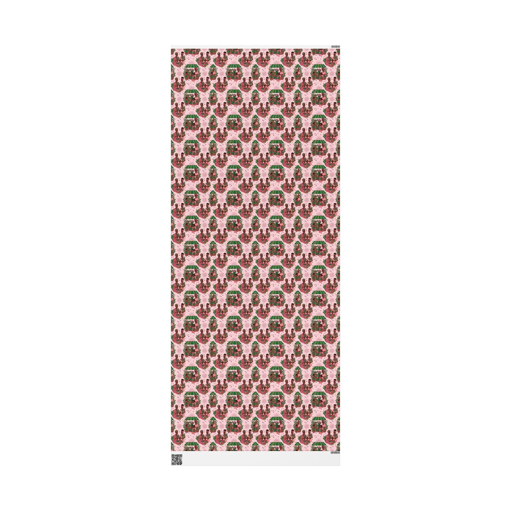Pink & Green Joyful Market Day Wrapping Paper — Family Wrap Co.