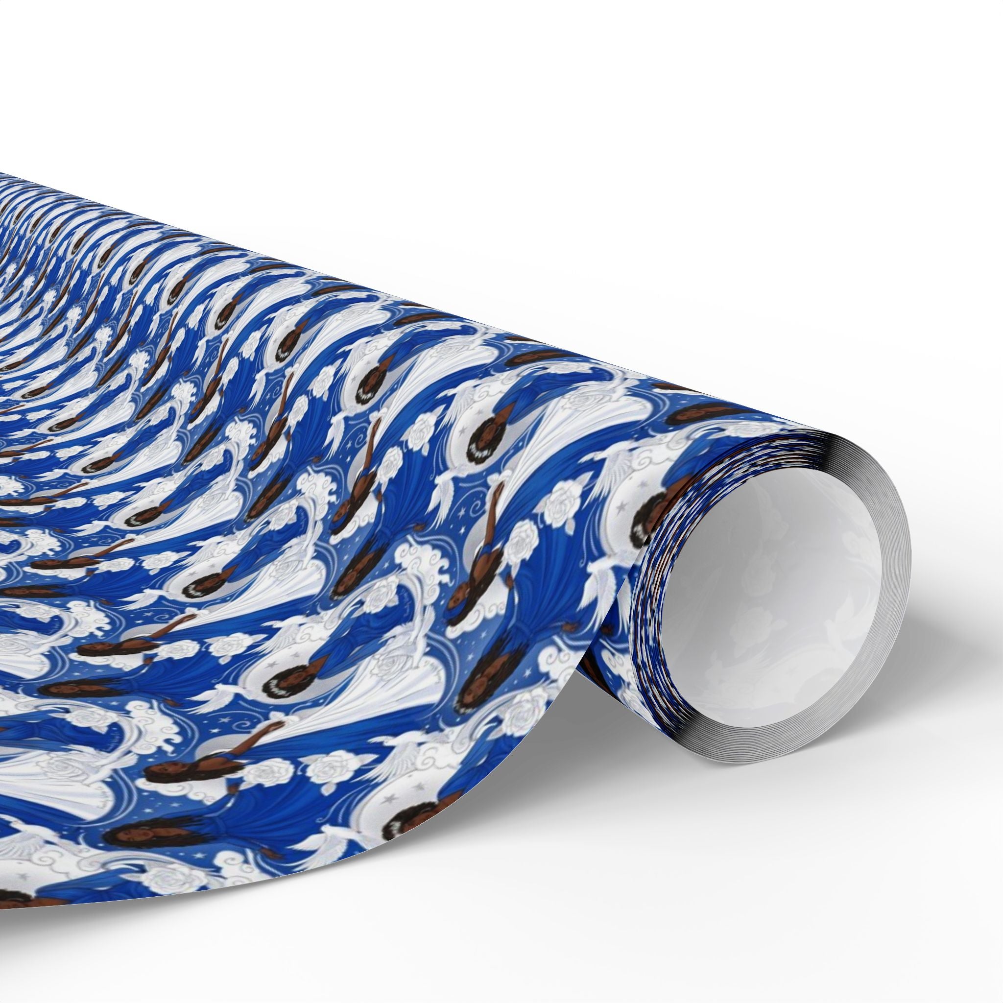 Royal Blue & White Dove Sky -- Women of Grace — African American Gift Wrap by Family Wrap Co.