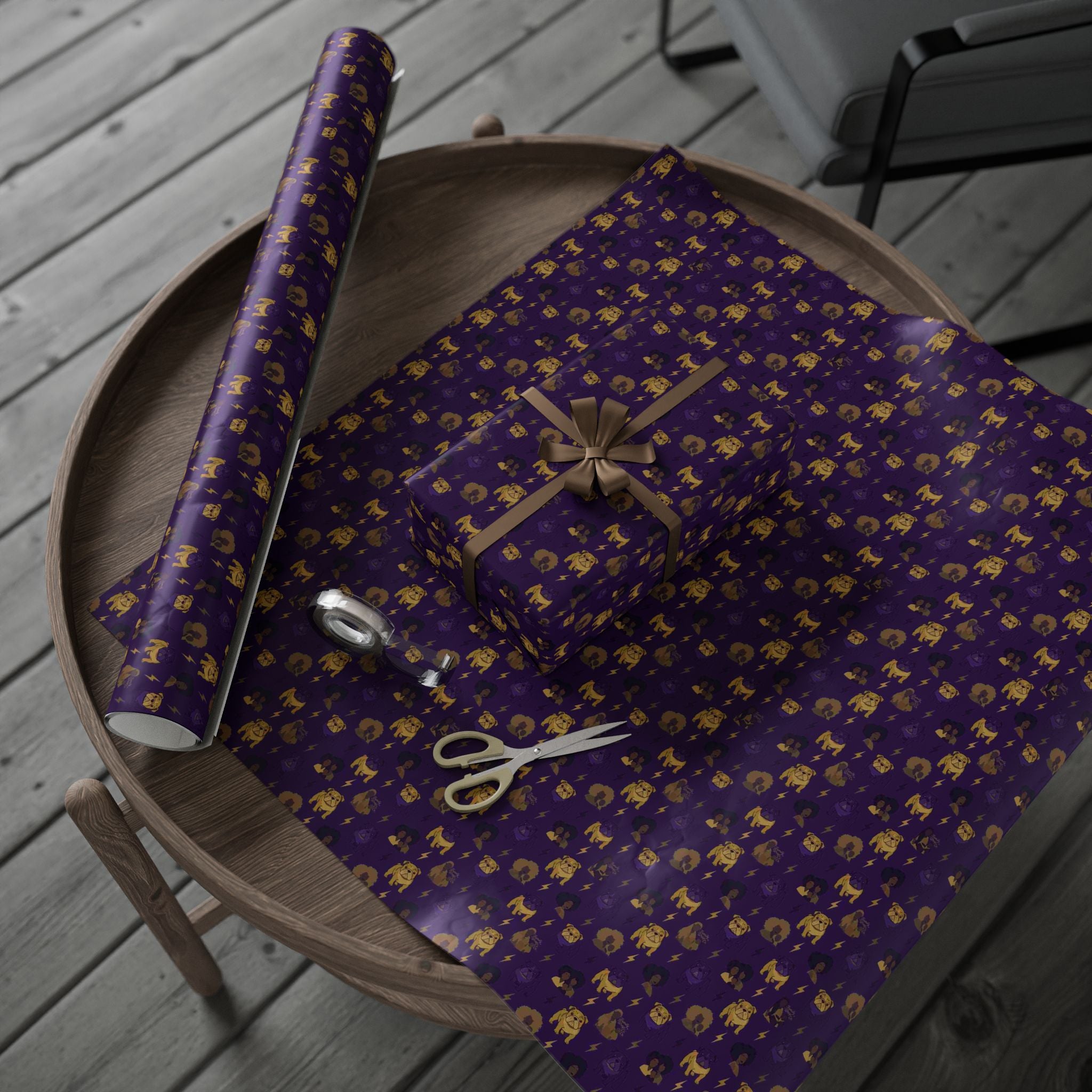 Violet Thunder & Golden Bulldog Wrapping Paper — Family Wrap Co.