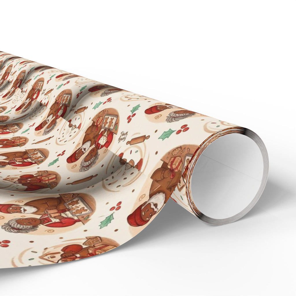 Mr. and Mrs. Claus Sweet Treats Pattern — African American Gift Wrap by Family Wrap Co.