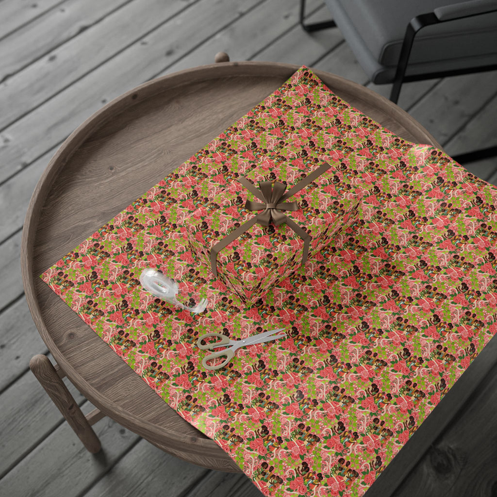 Pink & Green Family Celebration Wrap — African American Gift Wrap by Family Wrap Co.