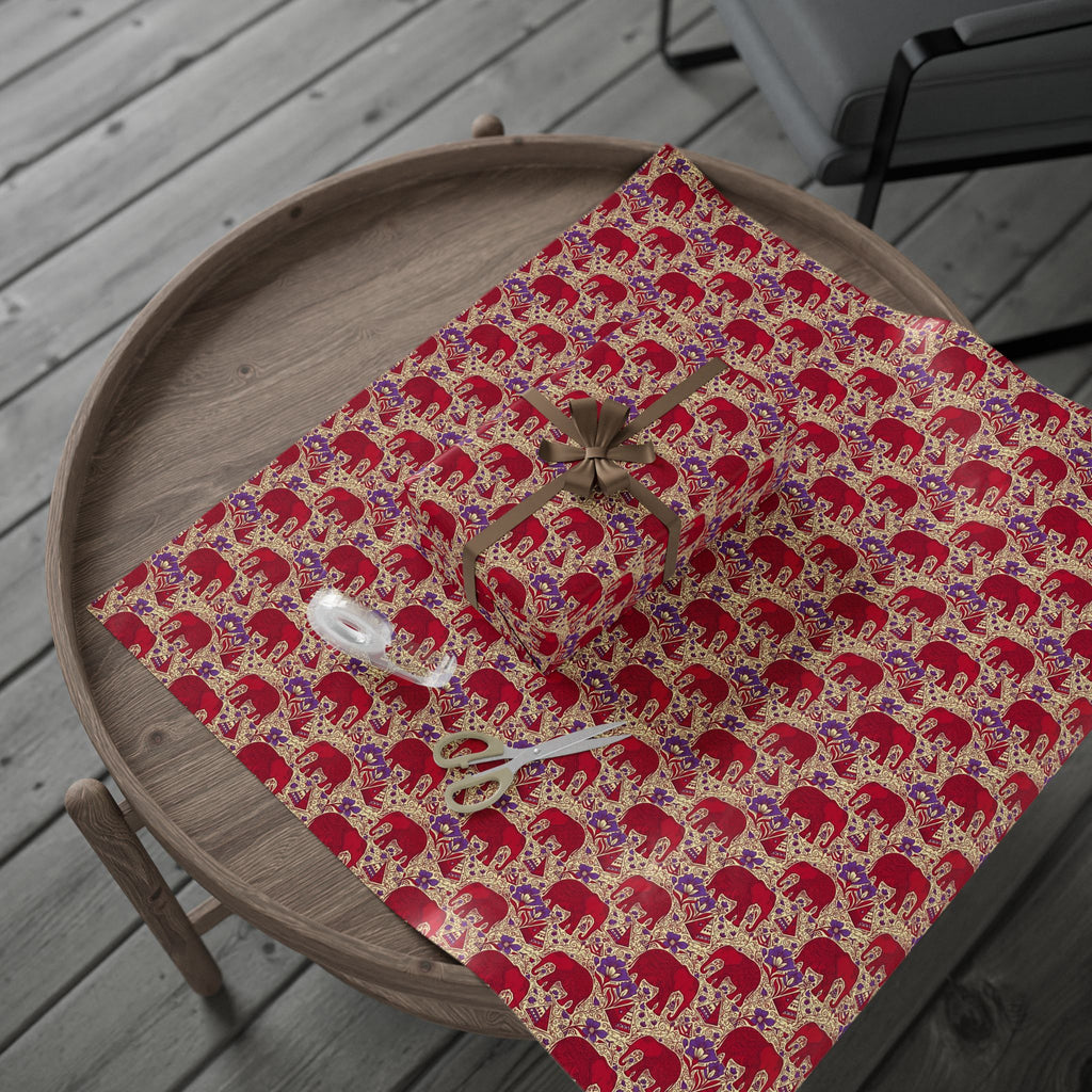 Crimson & Cream Regal Pattern — African American Gift Wrap by Family Wrap Co.