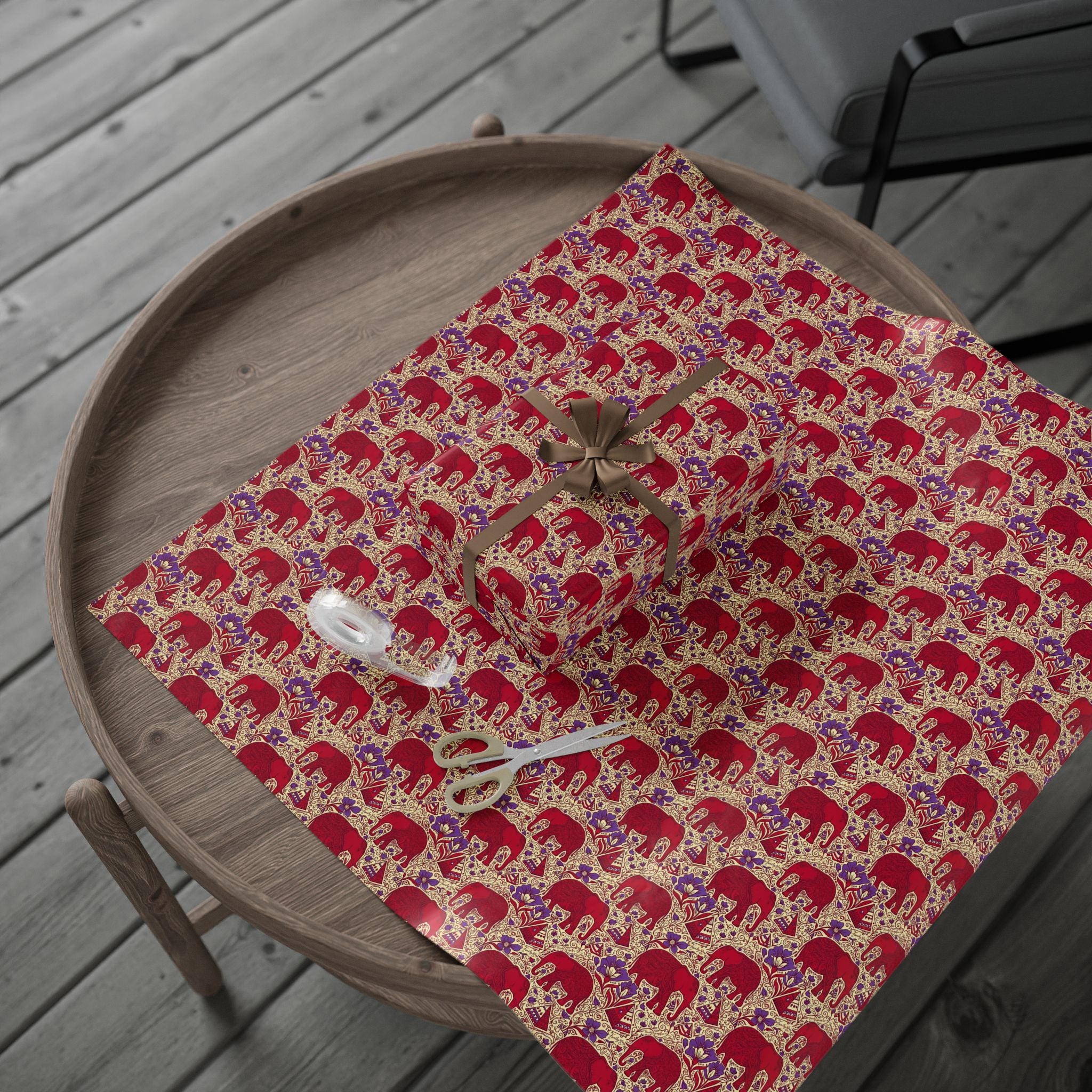 Crimson & Cream Regal Pattern — African American Gift Wrap by Family Wrap Co.