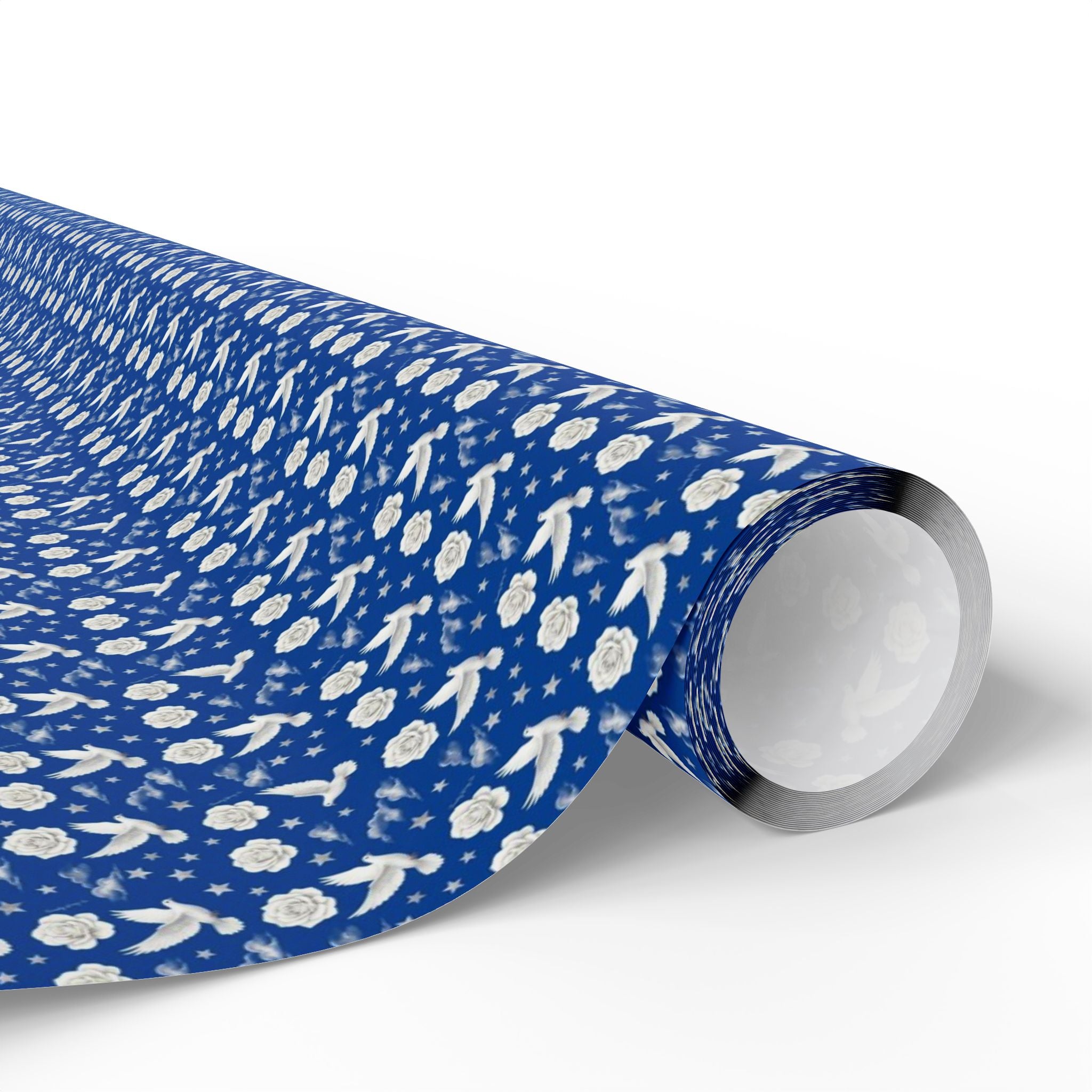 Royal Blue & White Cloud Garden -- Celestial Bloom — African American Gift Wrap by Family Wrap Co.