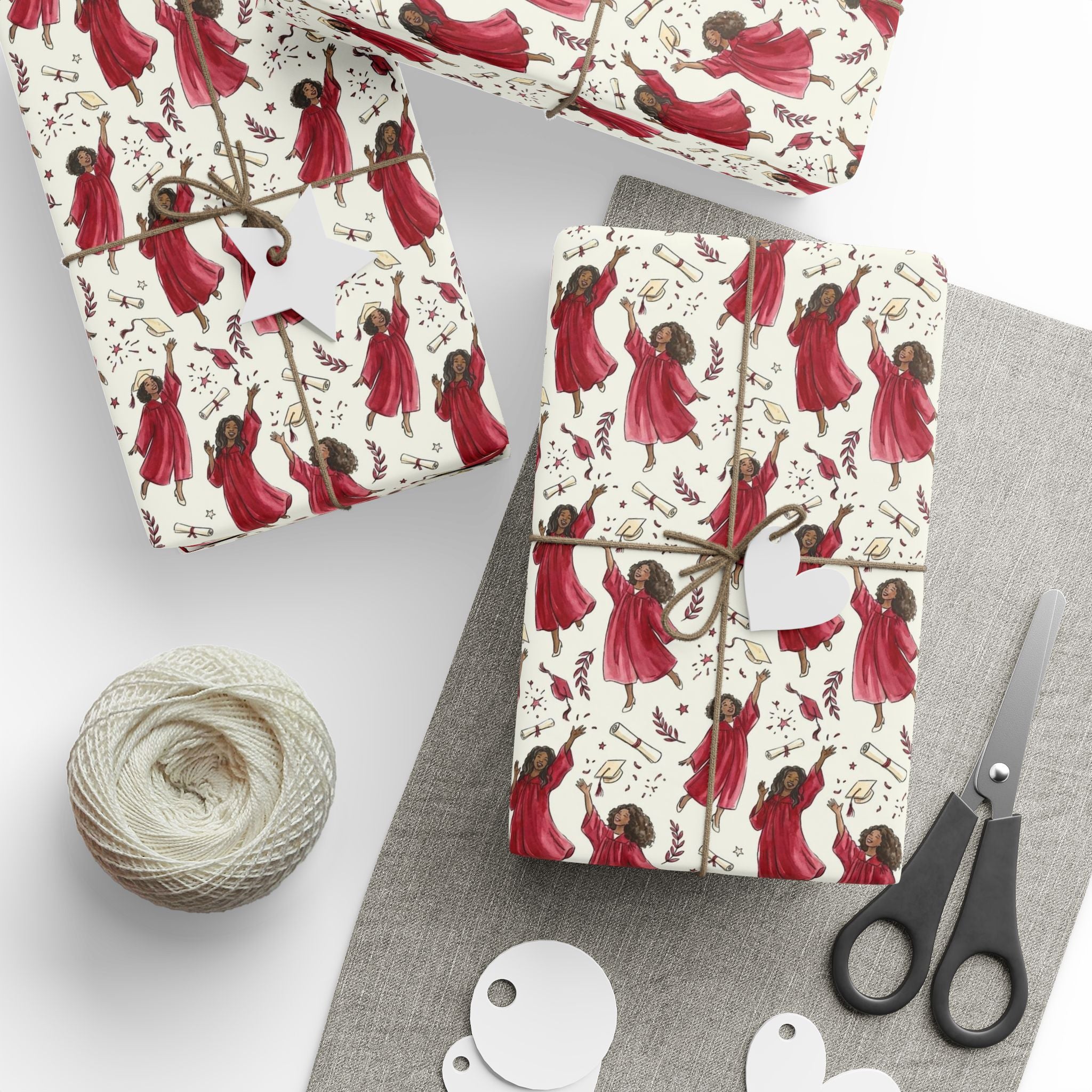 Crimson Cream Graduation Radiance Wrapping Paper — Family Wrap Co.