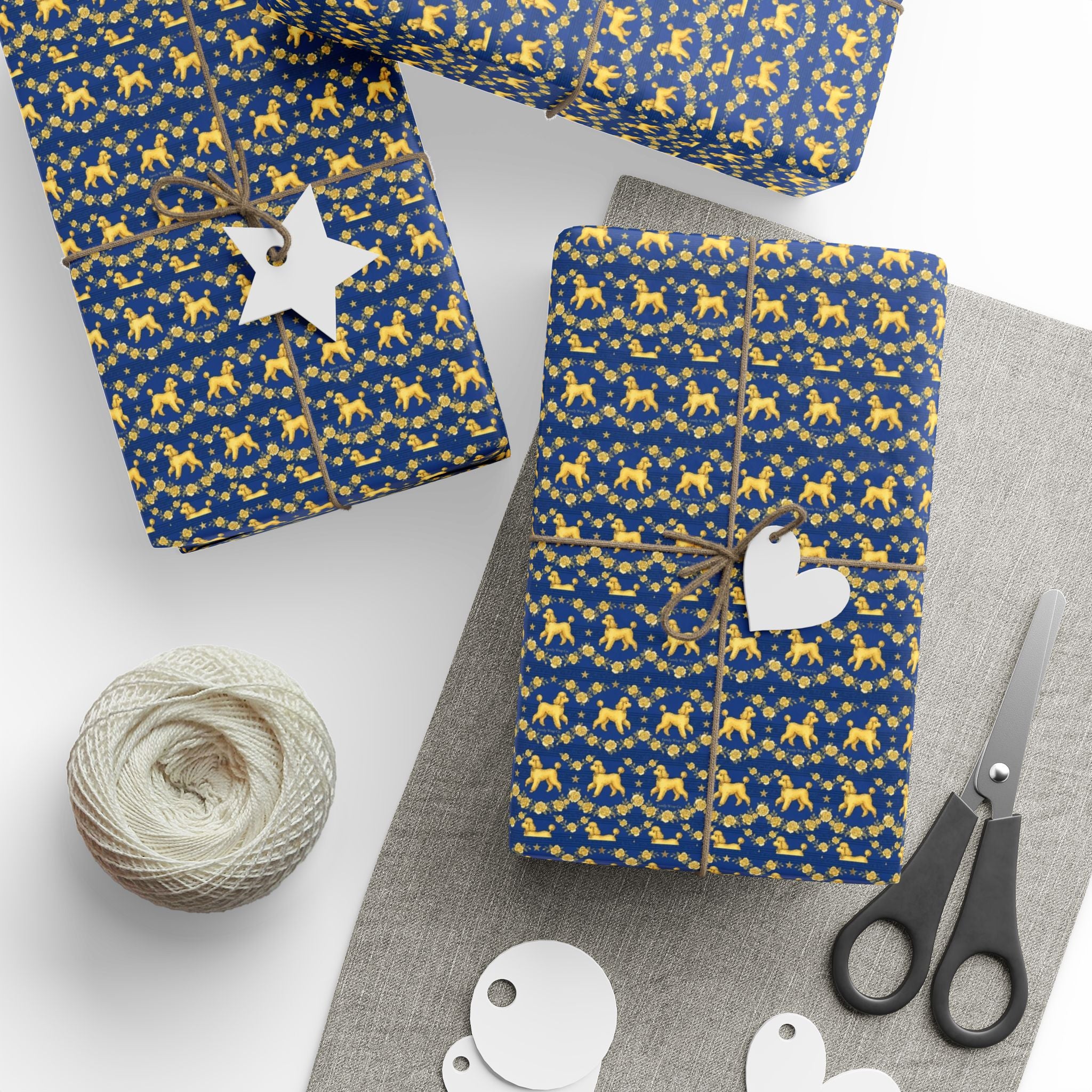 Sophisticated Poodle Promenade Pattern — African American Gift Wrap by Family Wrap Co.