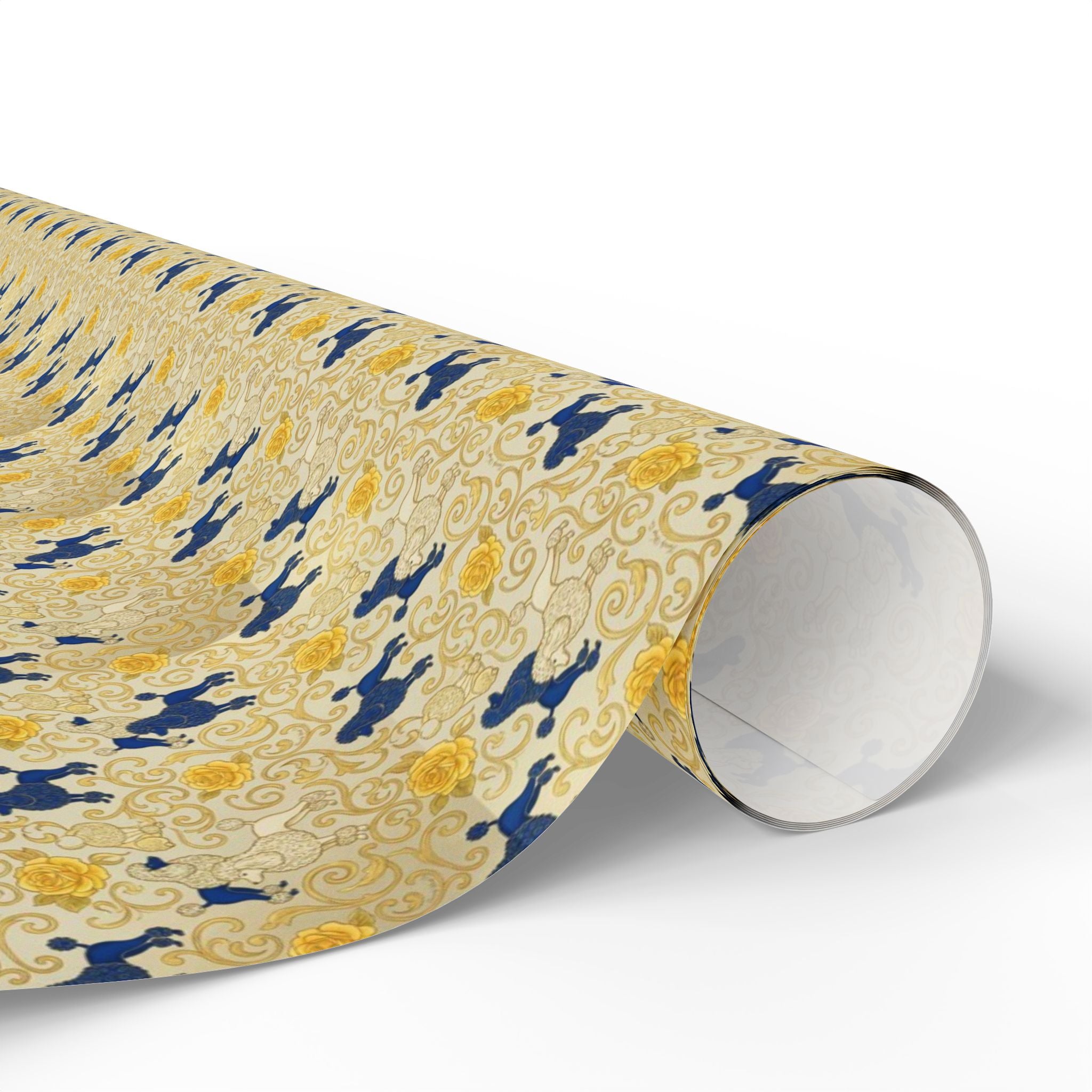 Cobalt Filigree & Poodle Garden — African American Gift Wrap by Family Wrap Co.