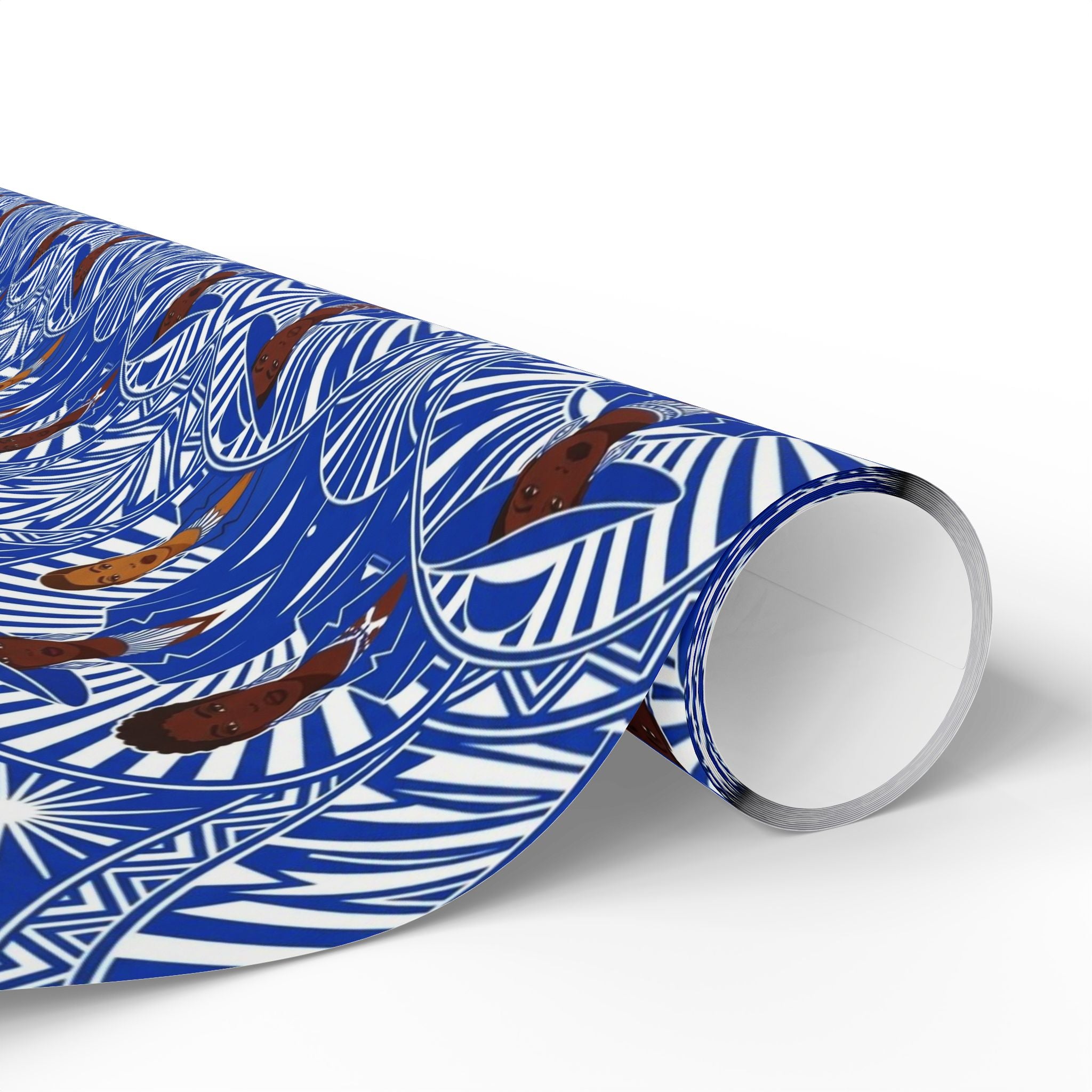 Royal Blue & White Art Deco Royalty Wrapping Paper — Family Wrap Co.