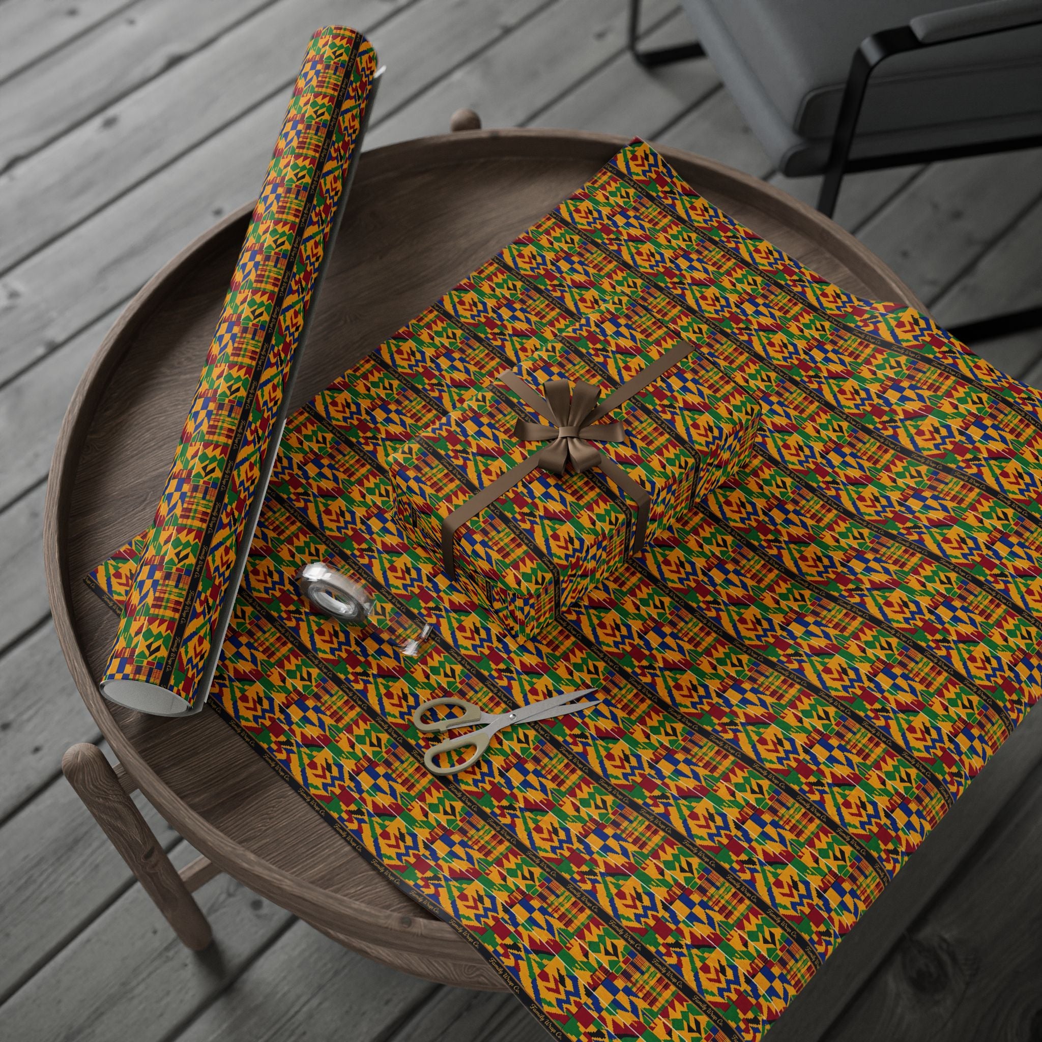 Kente Cloth Heritage Pattern — African American Gift Wrap by Family Wrap Co.