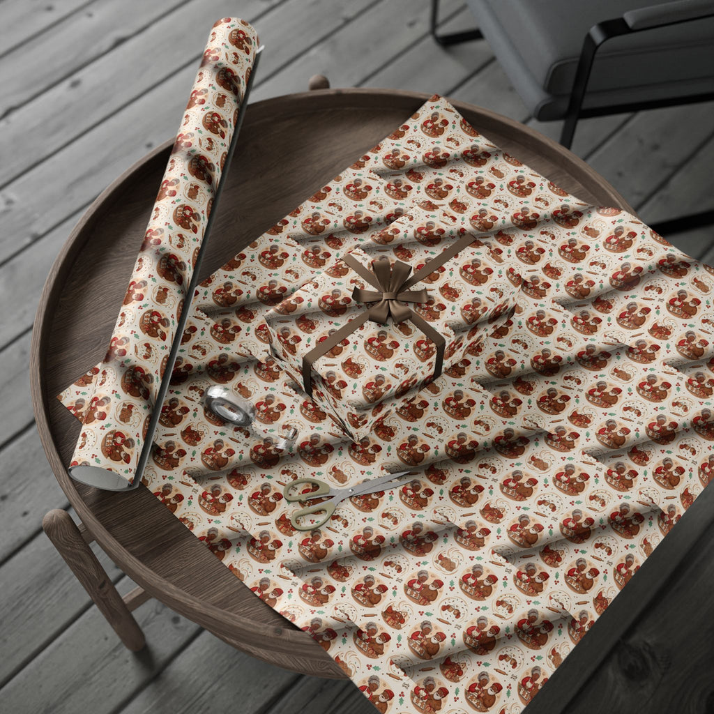 Mr. and Mrs. Claus Sweet Treats Pattern — African American Gift Wrap by Family Wrap Co.