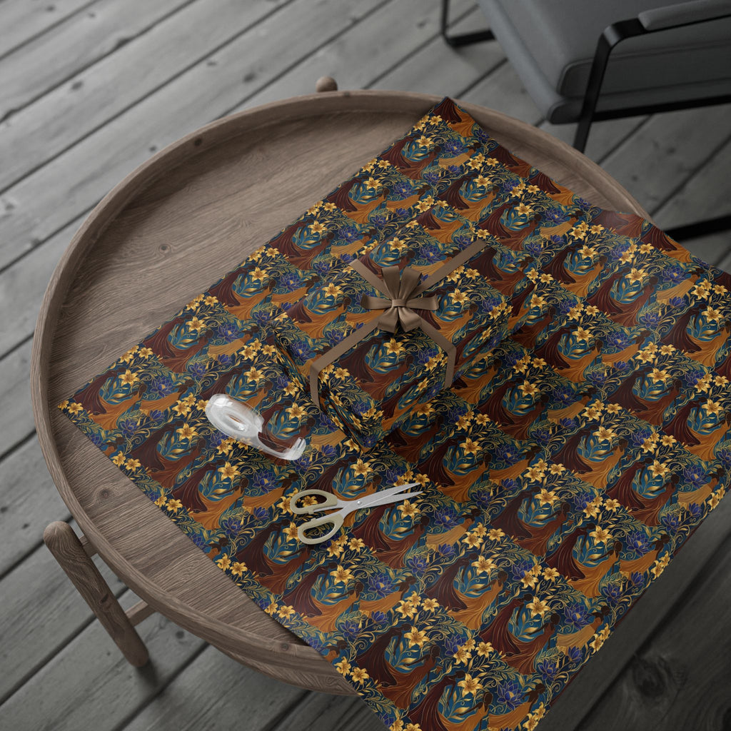 Blue Gold Botanical Luxe Wrapping Paper — Family Wrap Co.