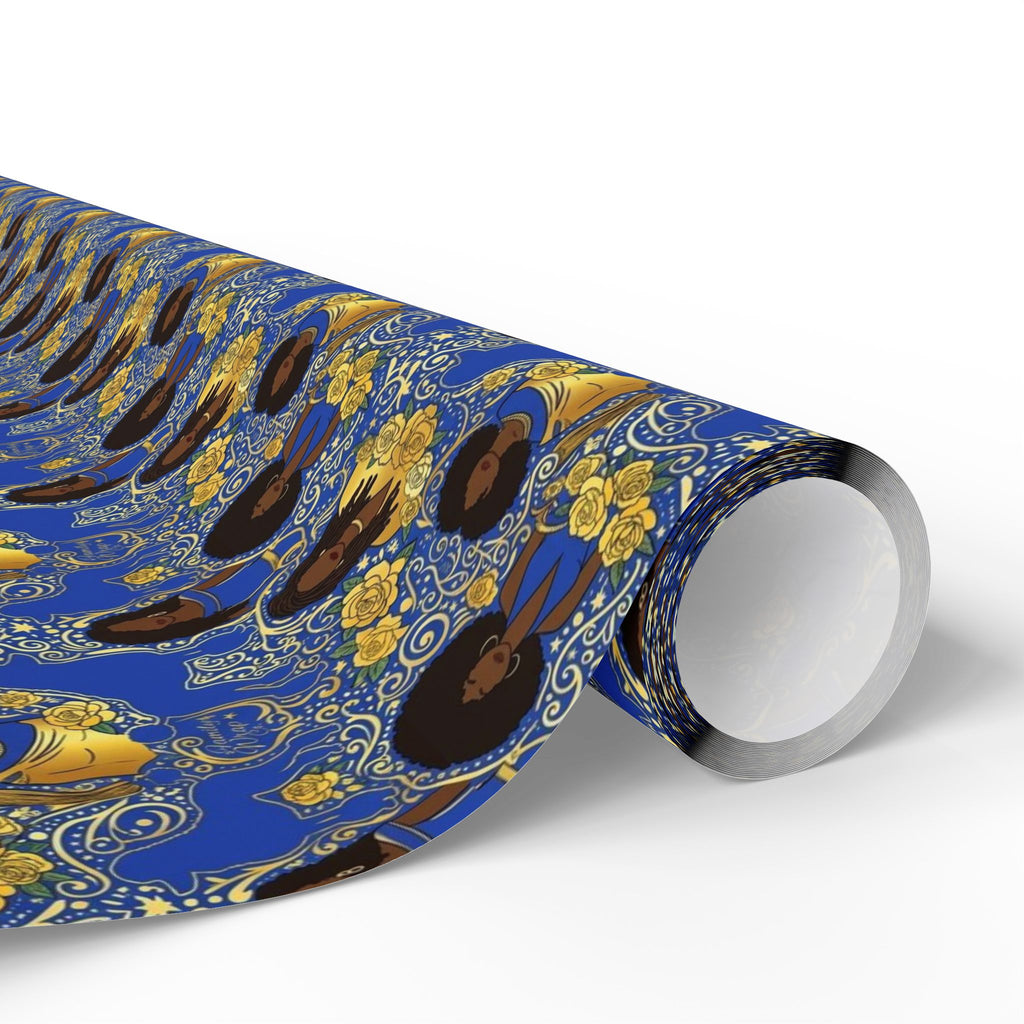 Blue & Gold Glamour Women's Collection — African American Gift Wrap by Family Wrap Co.
