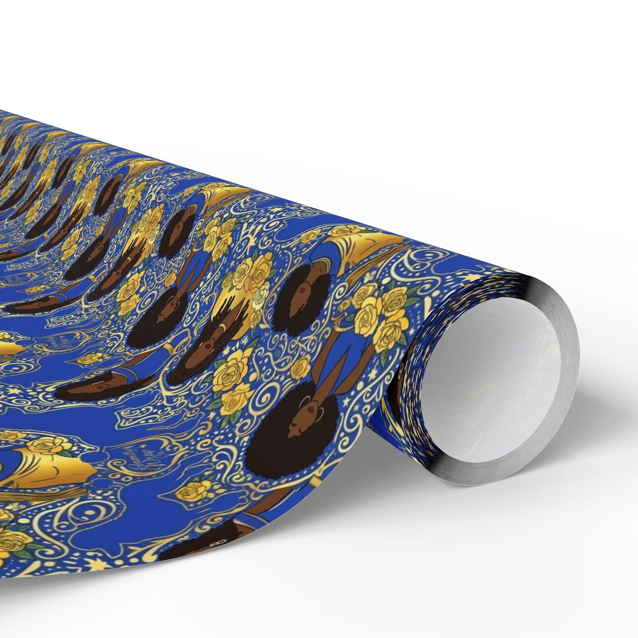 Blue & Gold Glamour Women's Collection — African American Gift Wrap by Family Wrap Co.