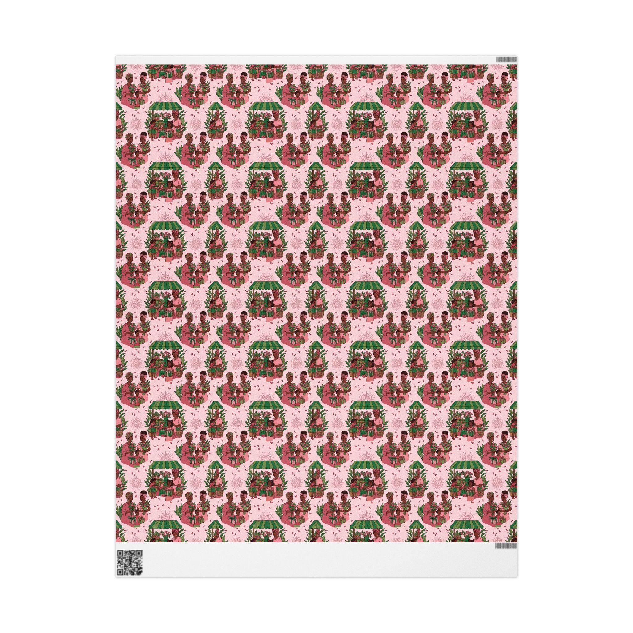 Pink & Green Joyful Market Day Wrapping Paper — Family Wrap Co.