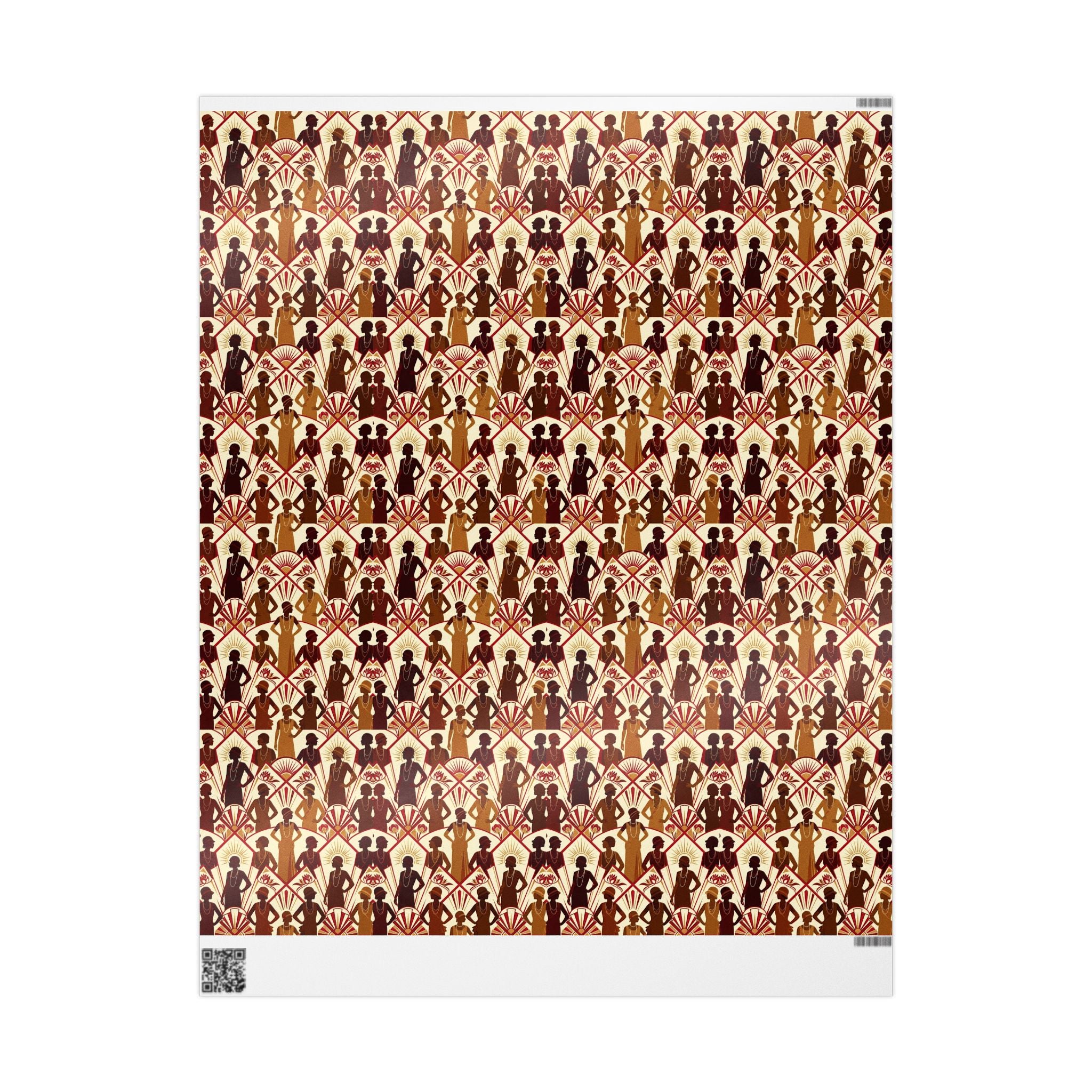 Crimson & Cream Art Deco Silhouettes Wrapping Paper — Family Wrap Co.