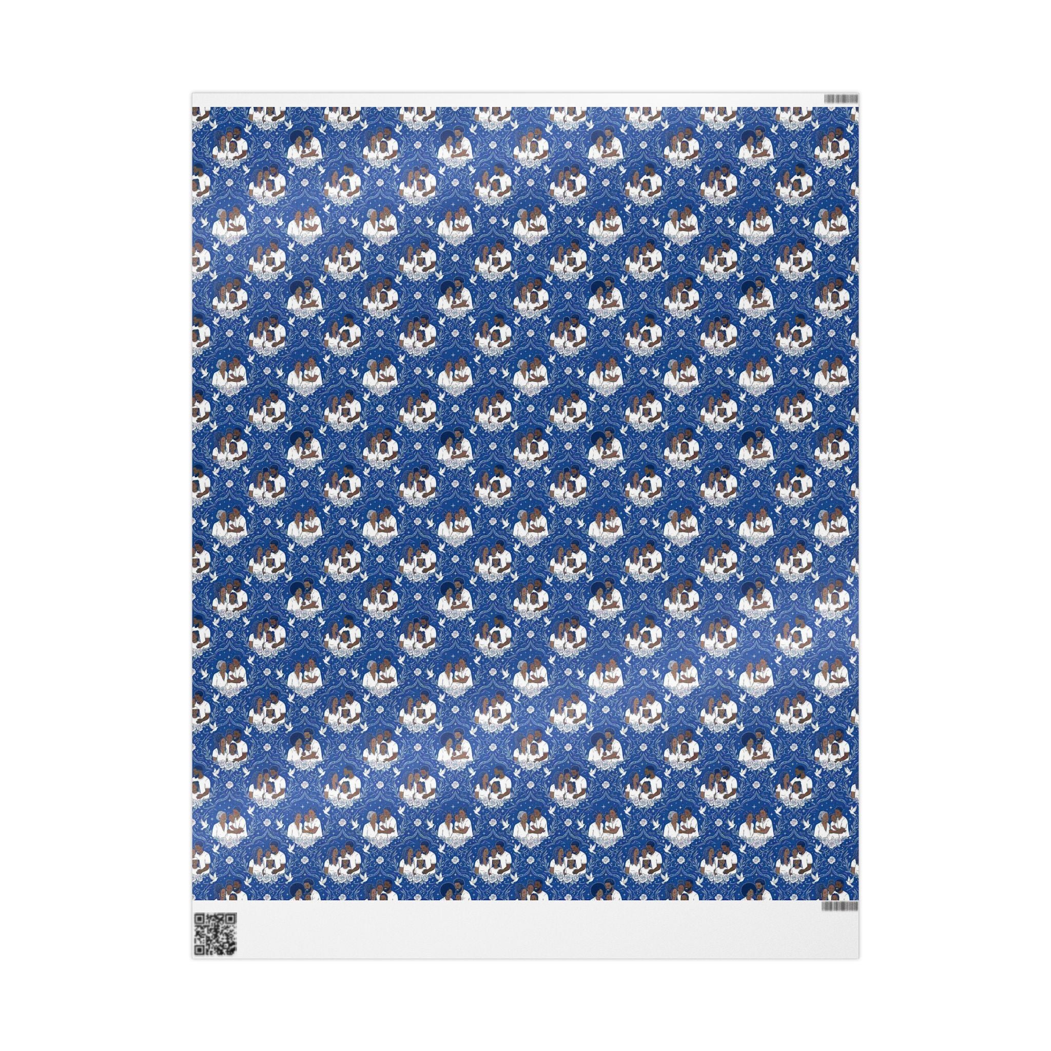 Star Rise Families of Light — Royal Blue & Silver Celestial Wrapping Paper — Family Wrap Co.