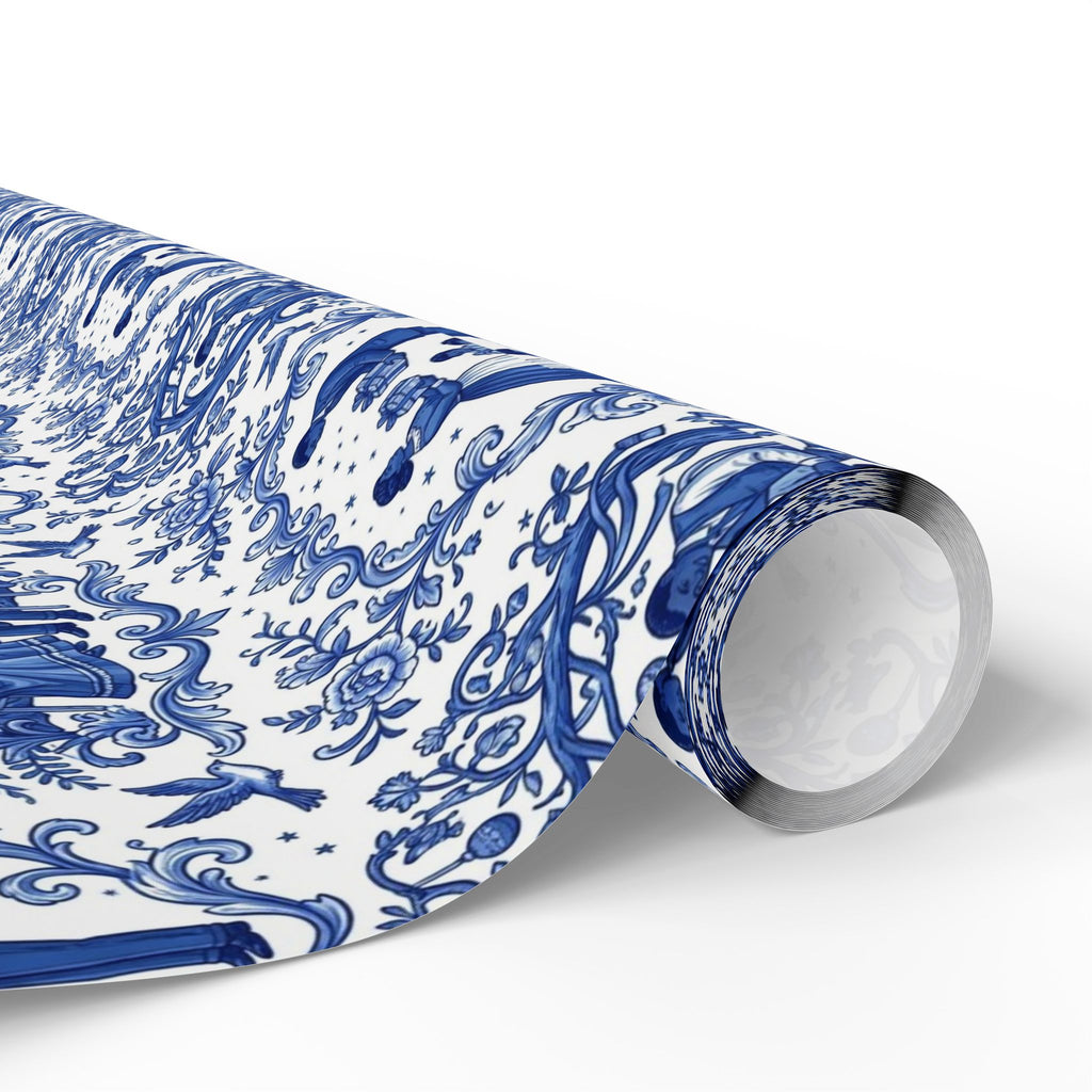 Royal Blue & White Porcelain Toile Wrapping Paper — Family Wrap Co.