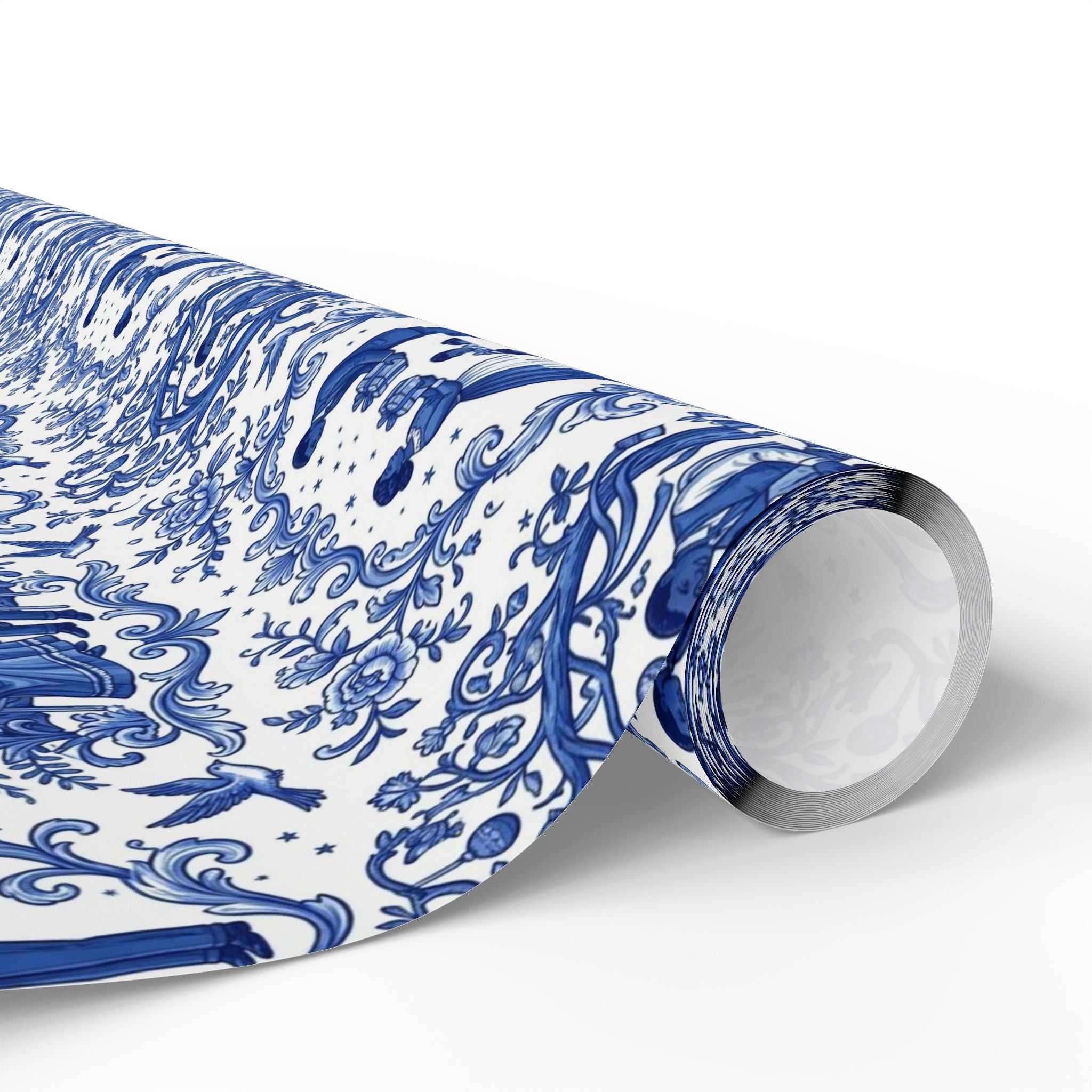 Royal Blue & White Porcelain Toile Wrapping Paper — Family Wrap Co.
