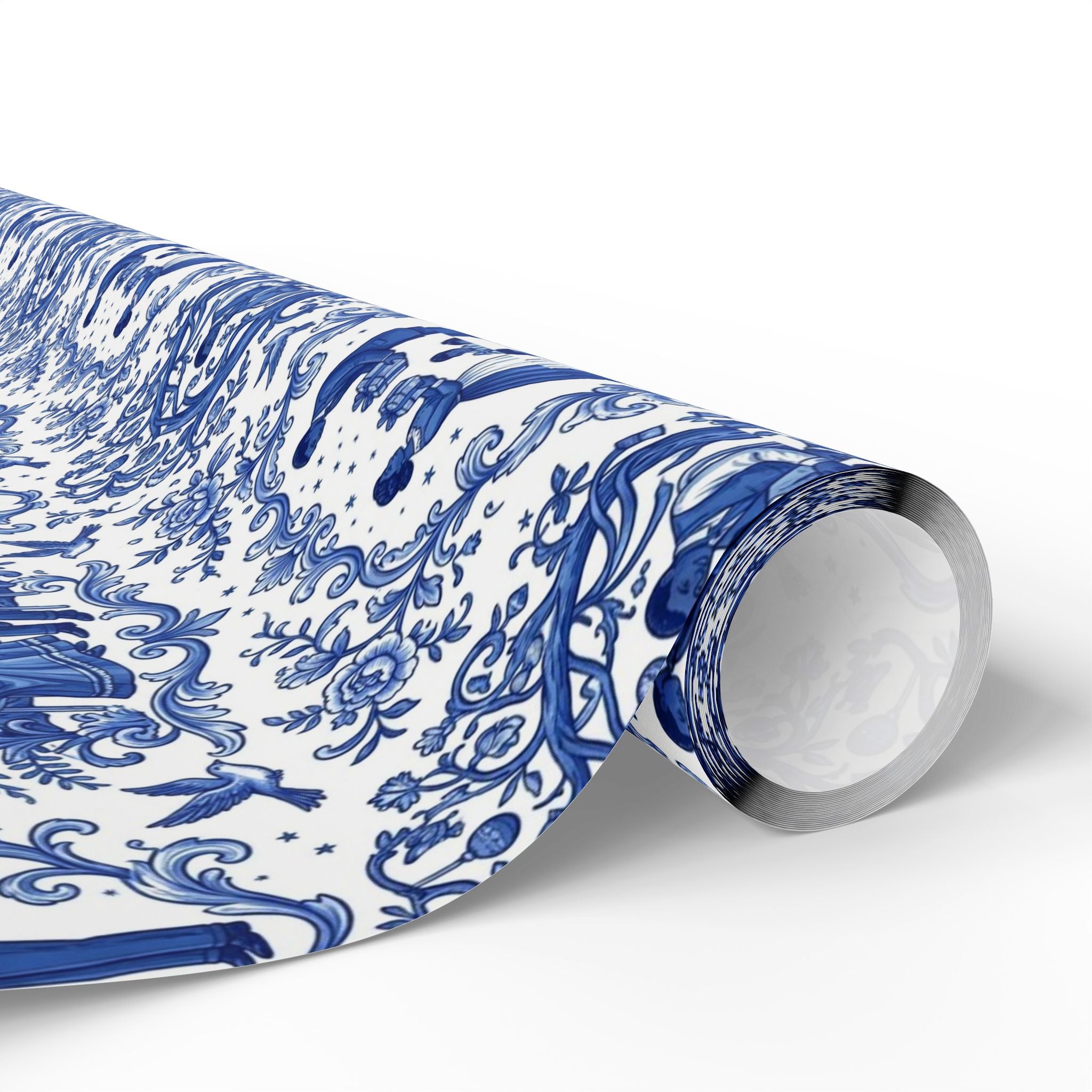 Royal Blue & White Porcelain Toile Wrapping Paper — Family Wrap Co.
