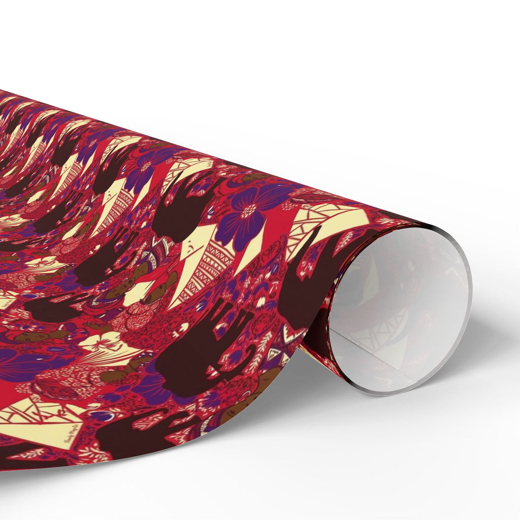 Crimson & Cream Women's Power Pattern — African American Gift Wrap by Family Wrap Co.