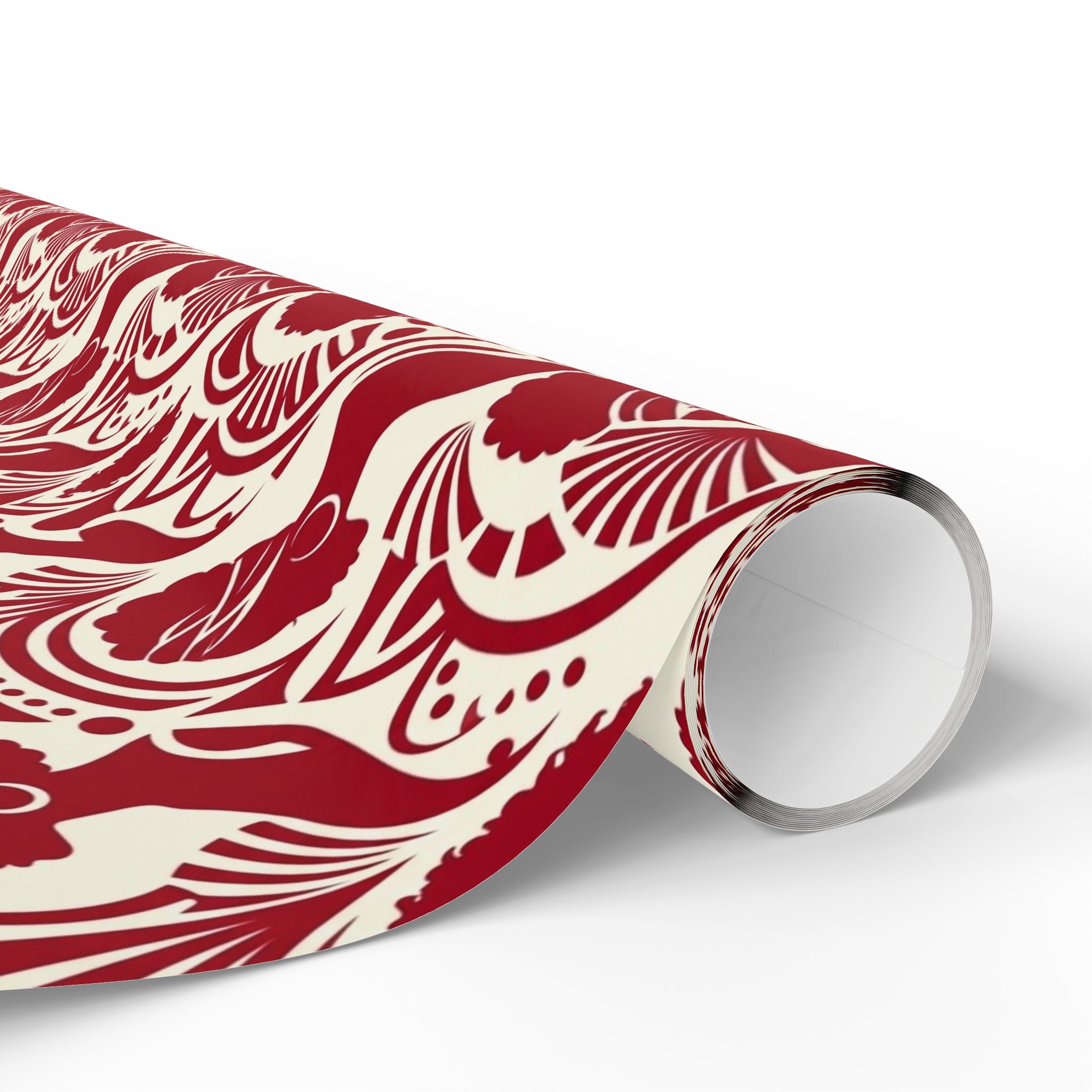 Crimson & Cream Modern Silhouette Rhythm Gift Wrap — Family Wrap Co.