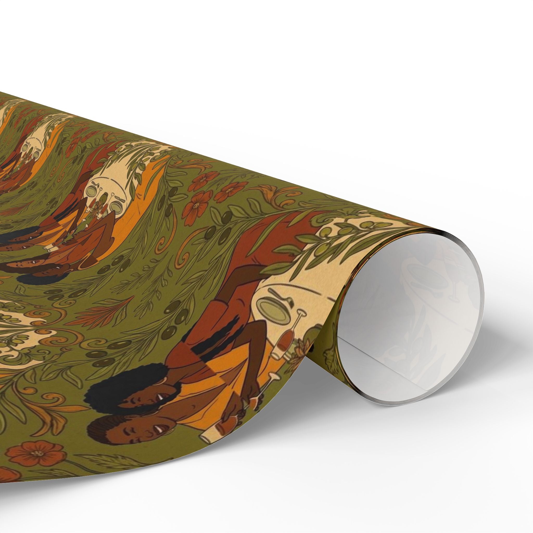 Friends Brunch Gathering — Earth Tone Elegance Wrapping Paper — Family Wrap Co.