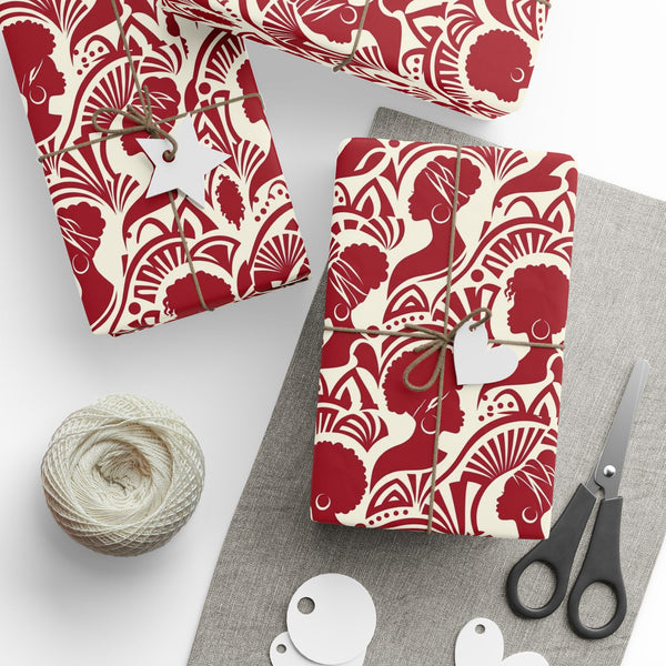 Crimson & Cream Modern Silhouette Rhythm Gift Wrap — Family Wrap Co.