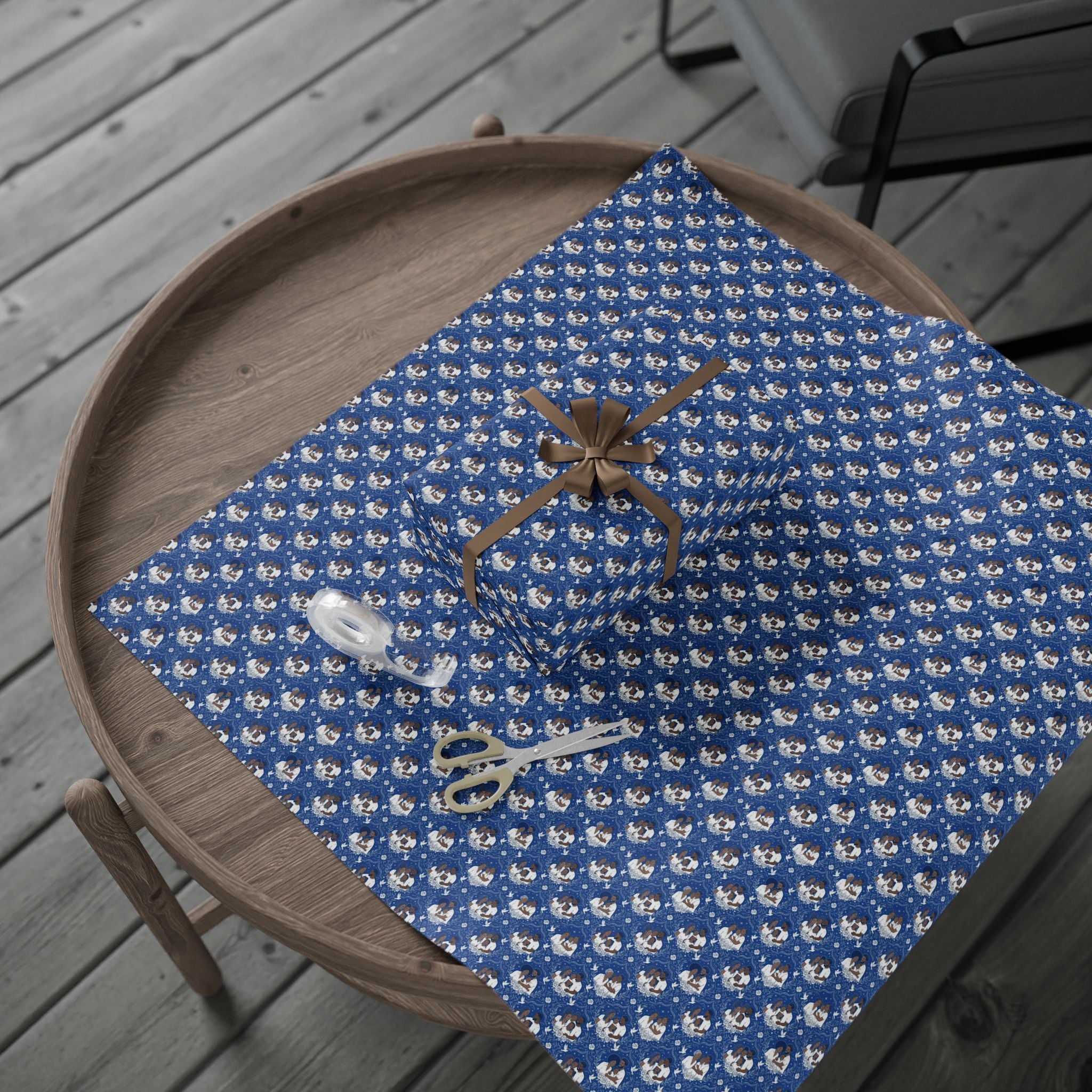 Royal Blue & White Star Rise -- Families of Light — African American Gift Wrap by Family Wrap Co.