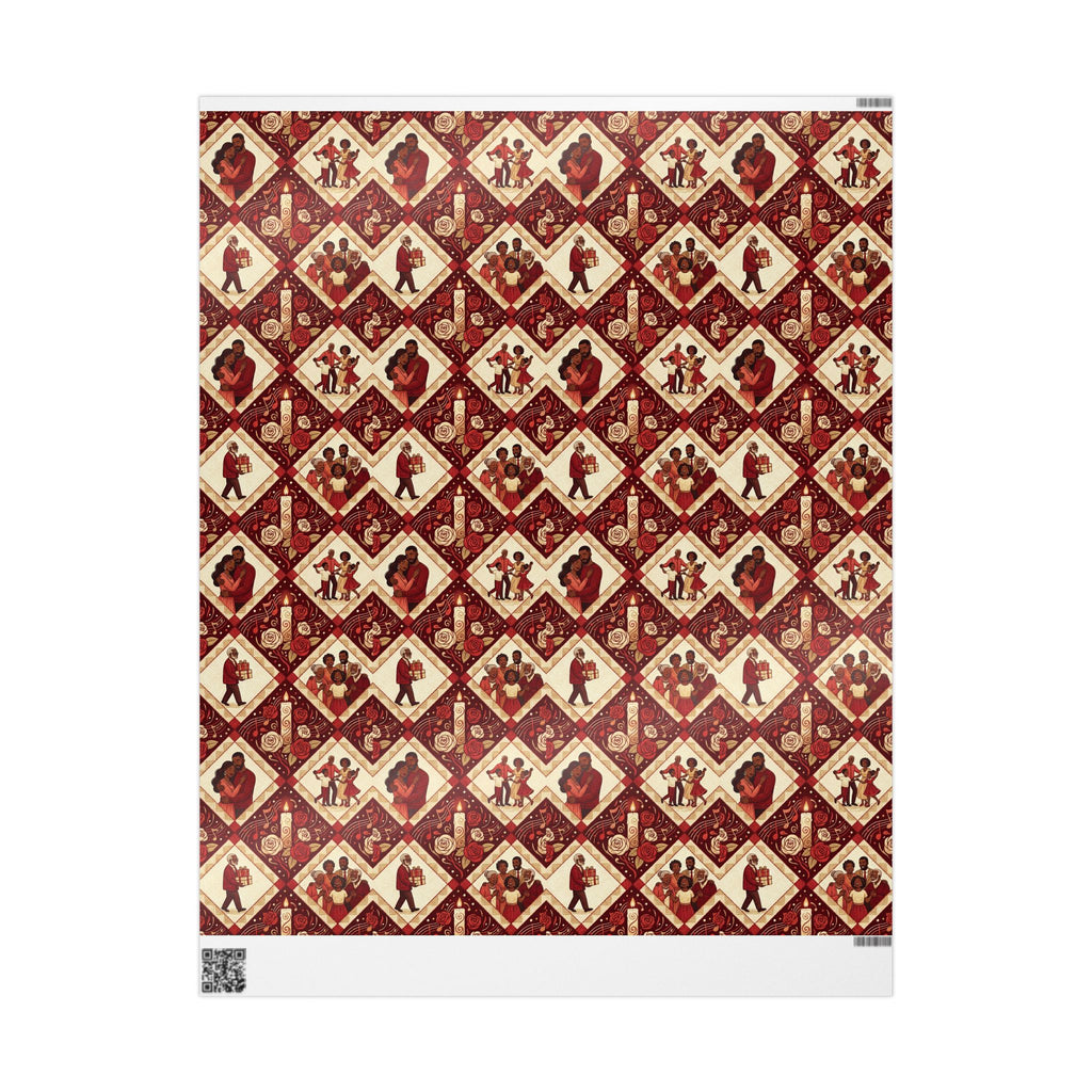 Crimson & Cream Celebration Quilt Wrapping Paper — Family Wrap Co.