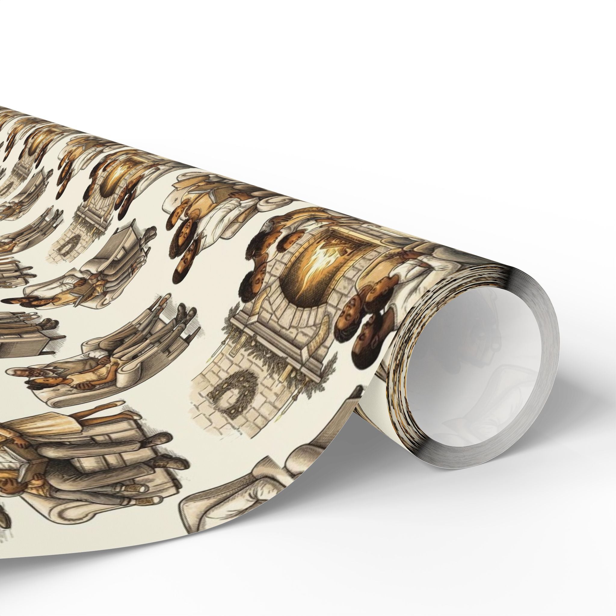 Neutral Toile Hearthside Family Wrapping Paper — Family Wrap Co.