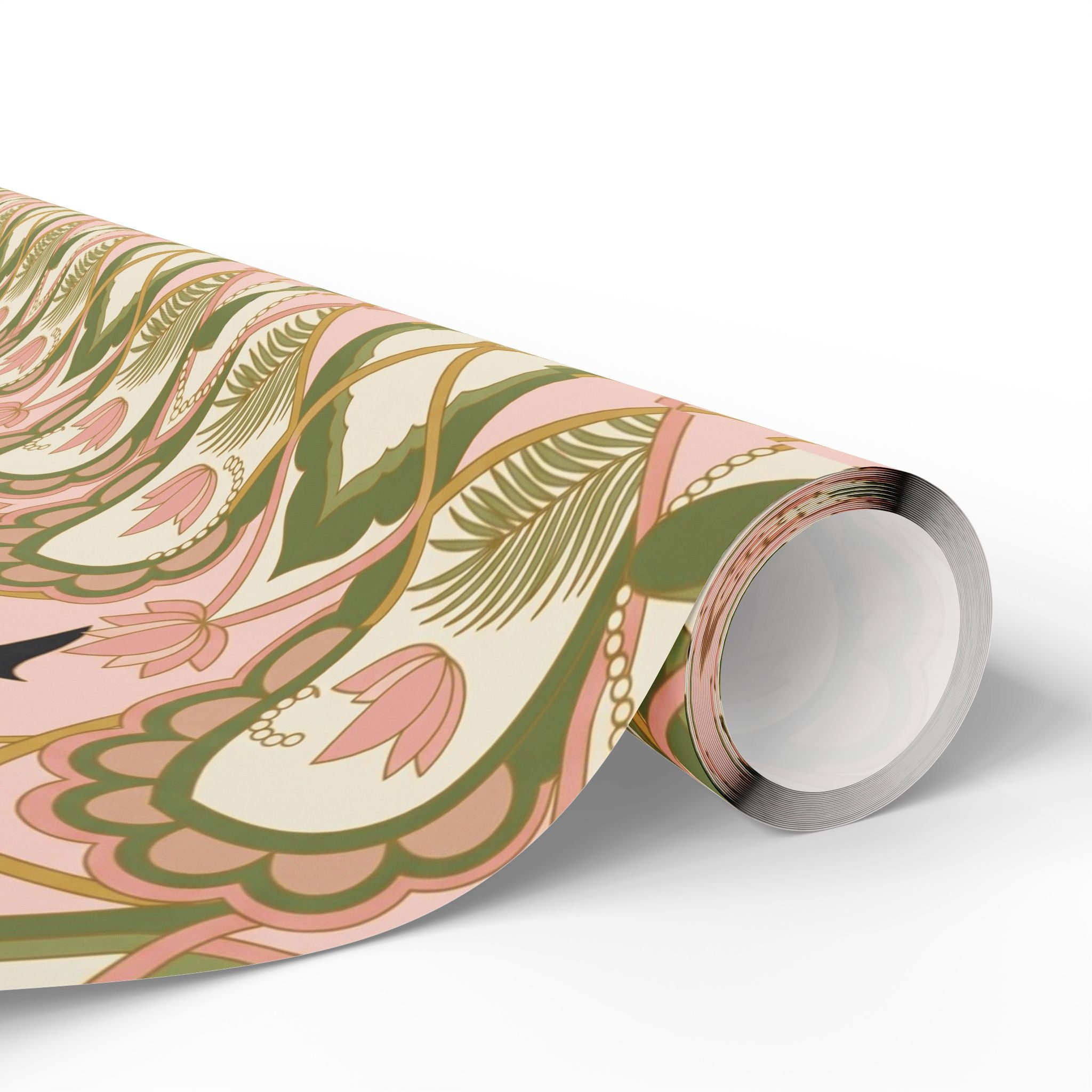 Pink & Green Deco Bloom Silhouettes Gift Wrap — Family Wrap Co.