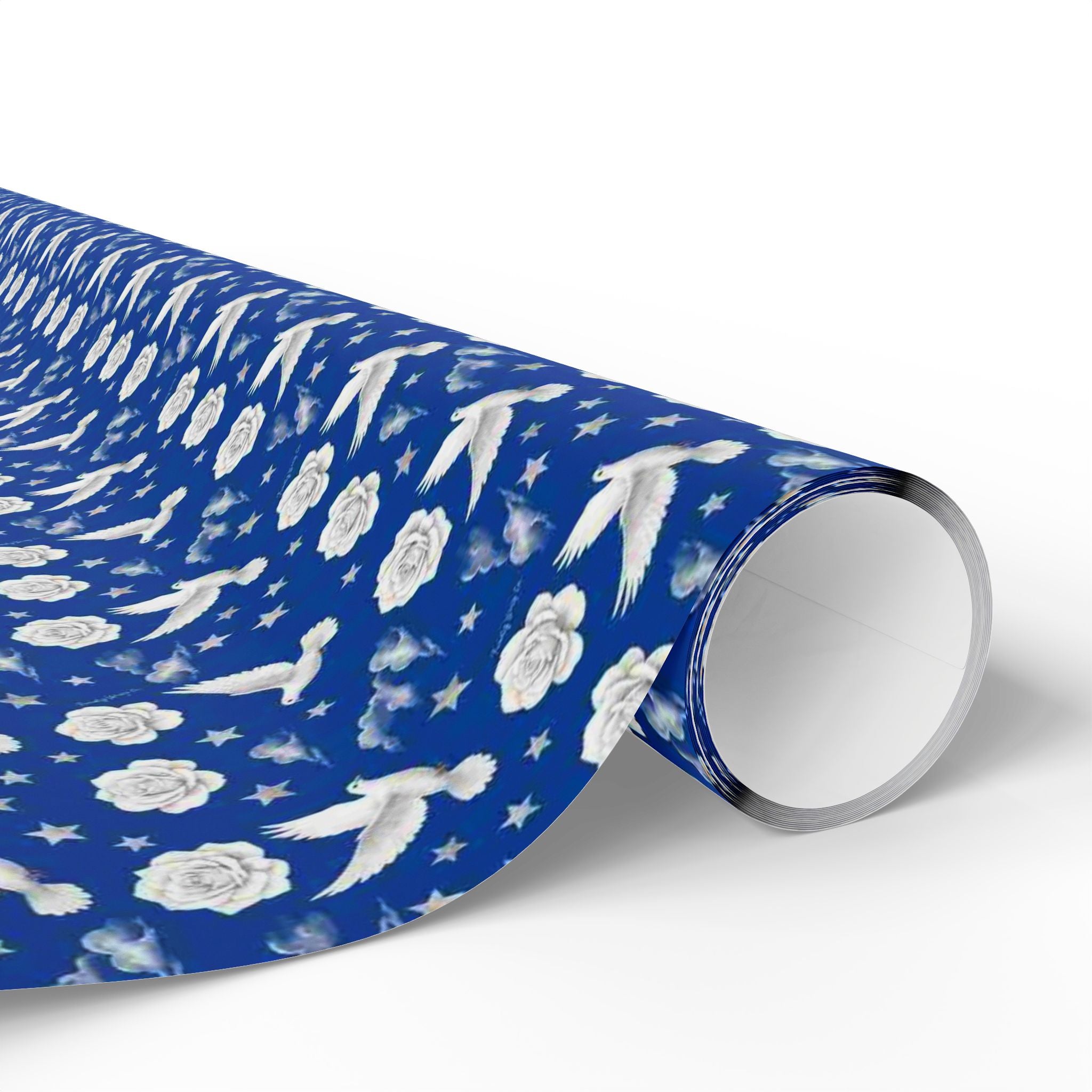 Royal Blue & White Celestial Botanical Gift Wrap — Family Wrap Co.