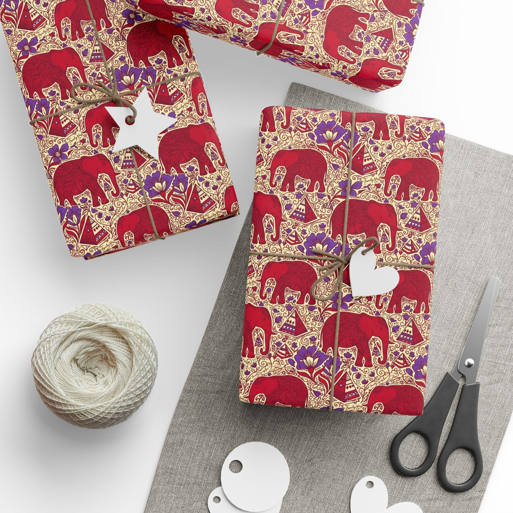 Crimson & Cream Regal Pattern — African American Gift Wrap by Family Wrap Co.