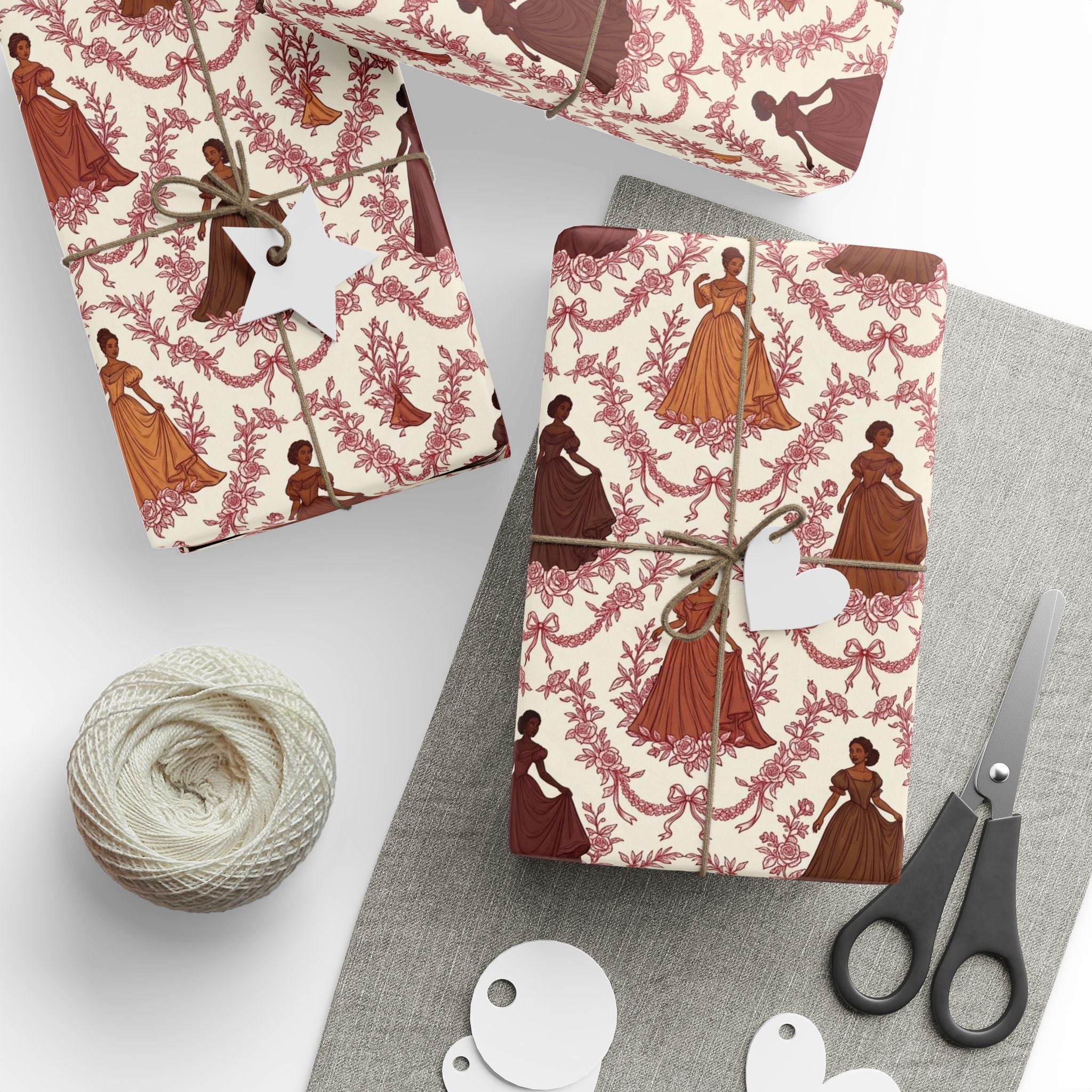 Crimson & Cream Toile Elegance Wrapping Paper — Family Wrap Co.
