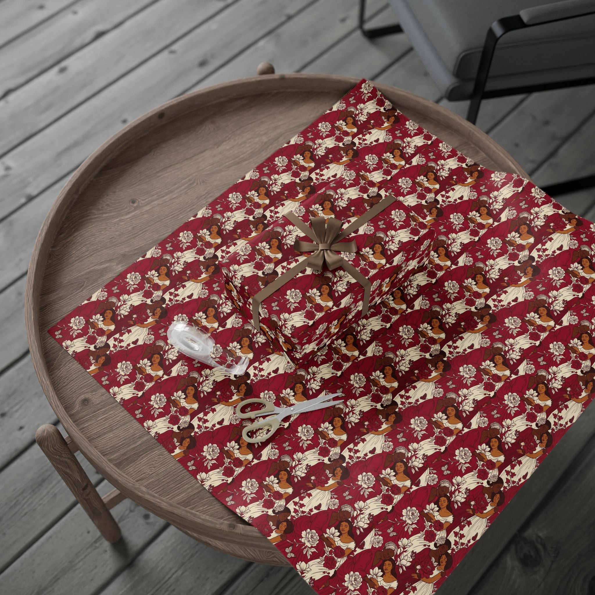 Crimson Cream Garden Gathering Wrapping Paper — Family Wrap Co.