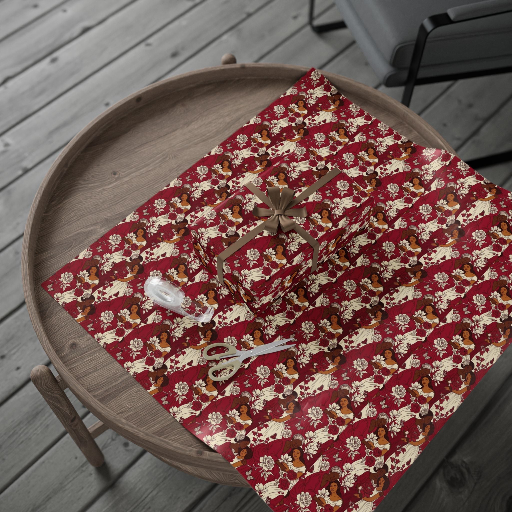 Crimson Cream Garden Gathering Wrapping Paper — Family Wrap Co.