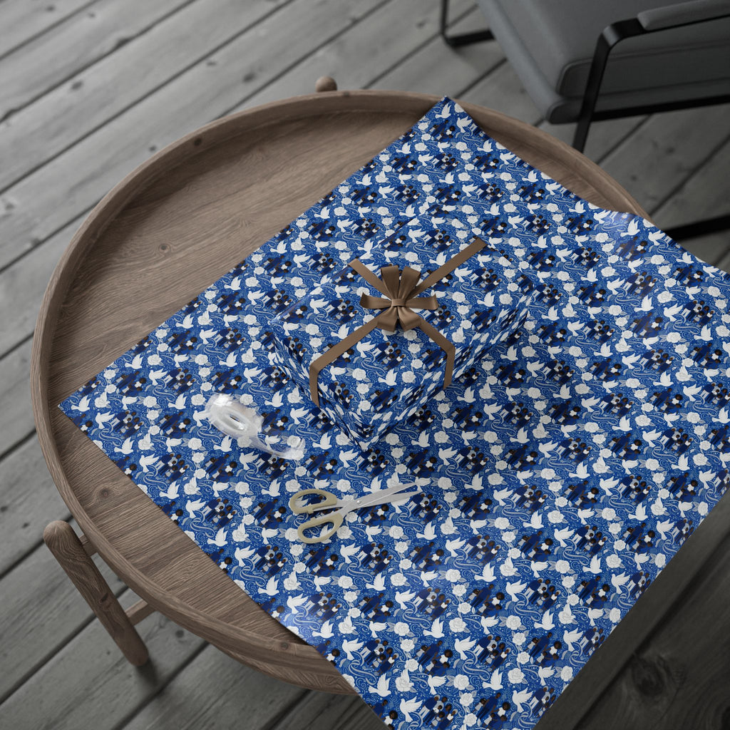 Blue & White Grace Family Collection — African American Gift Wrap by Family Wrap Co.