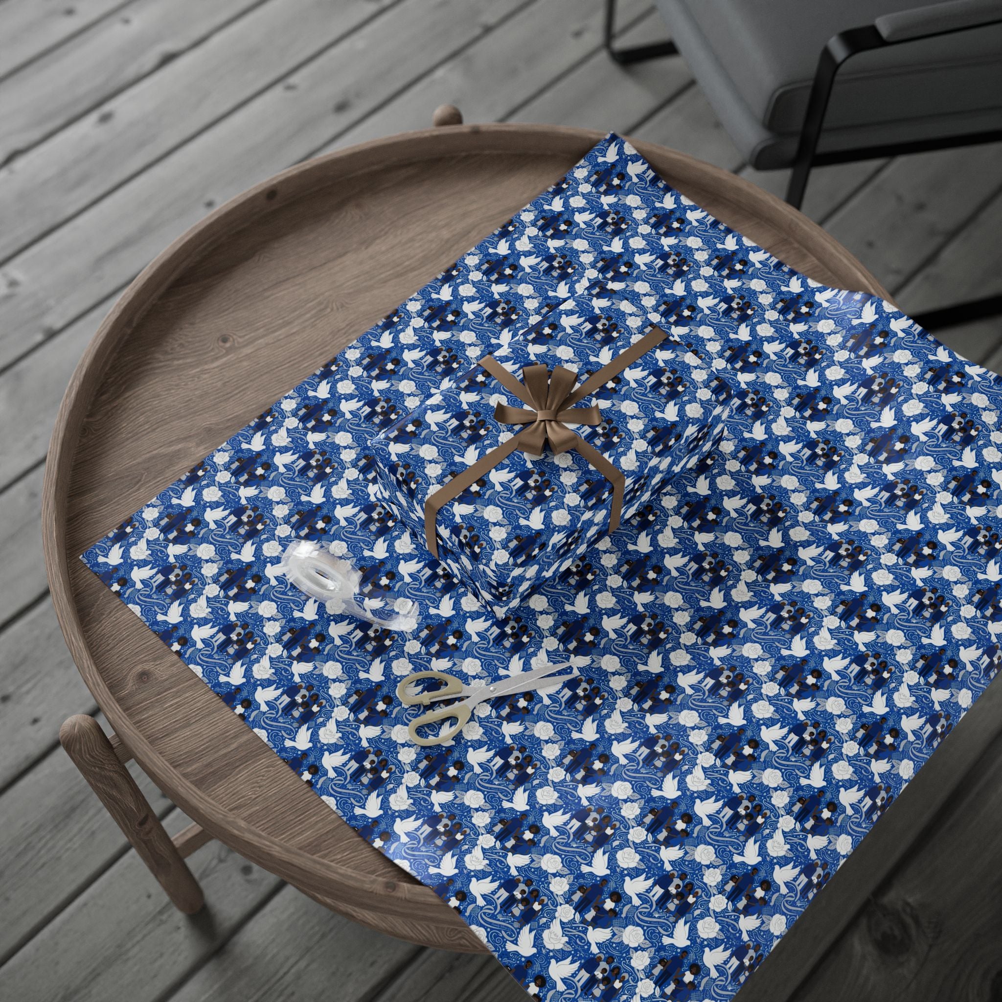 Blue & White Grace Family Collection — African American Gift Wrap by Family Wrap Co.