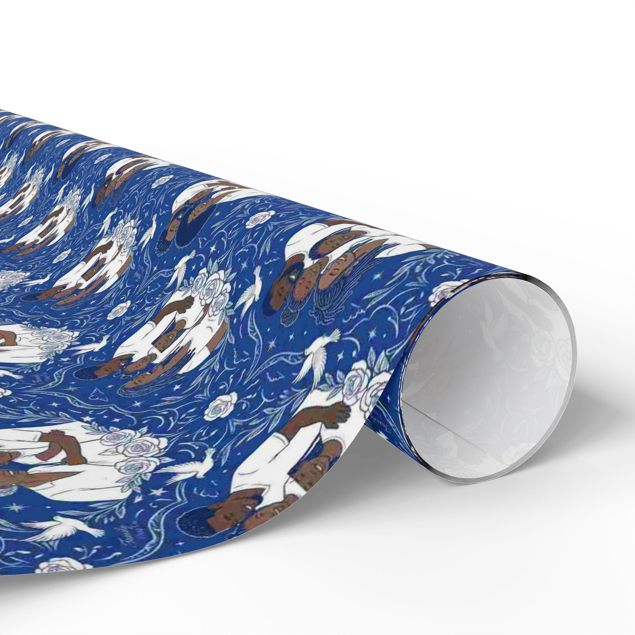 Star Rise Families of Light — Royal Blue & Silver Celestial Wrapping Paper — Family Wrap Co.